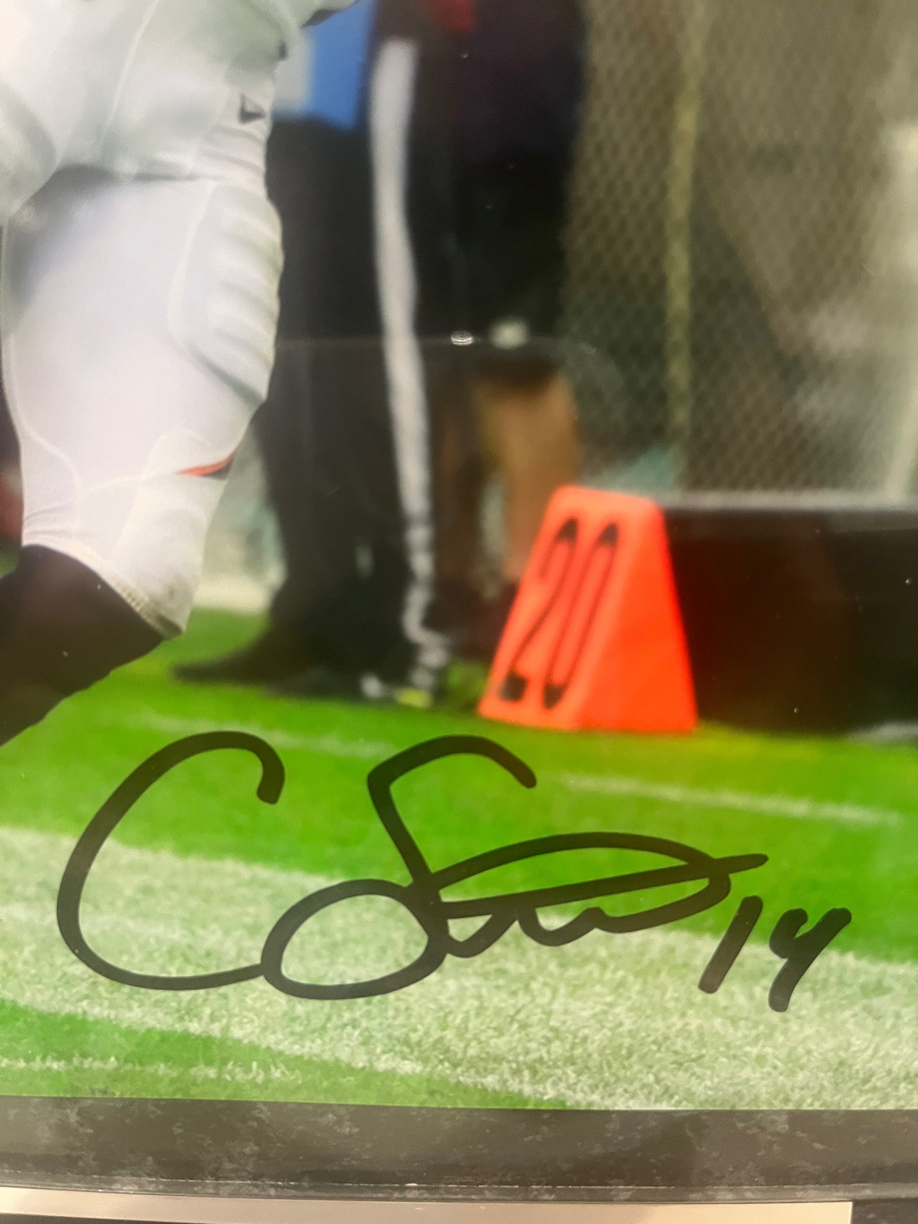 Courtland Sutton Autographed Denver Broncos 8x10 Photo with Plaque JSA COA