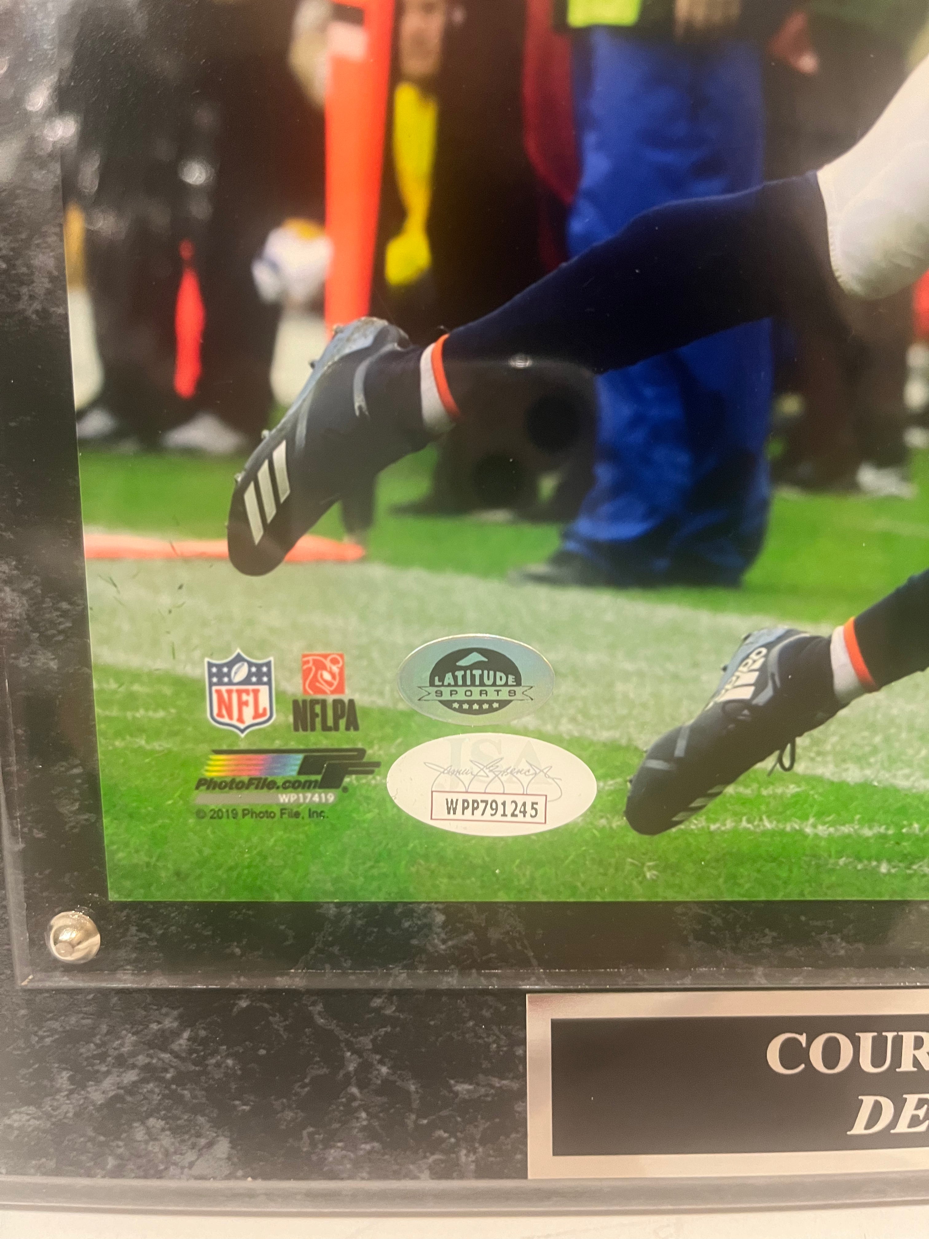 Courtland Sutton Autographed Denver Broncos 8x10 Photo with Plaque JSA COA