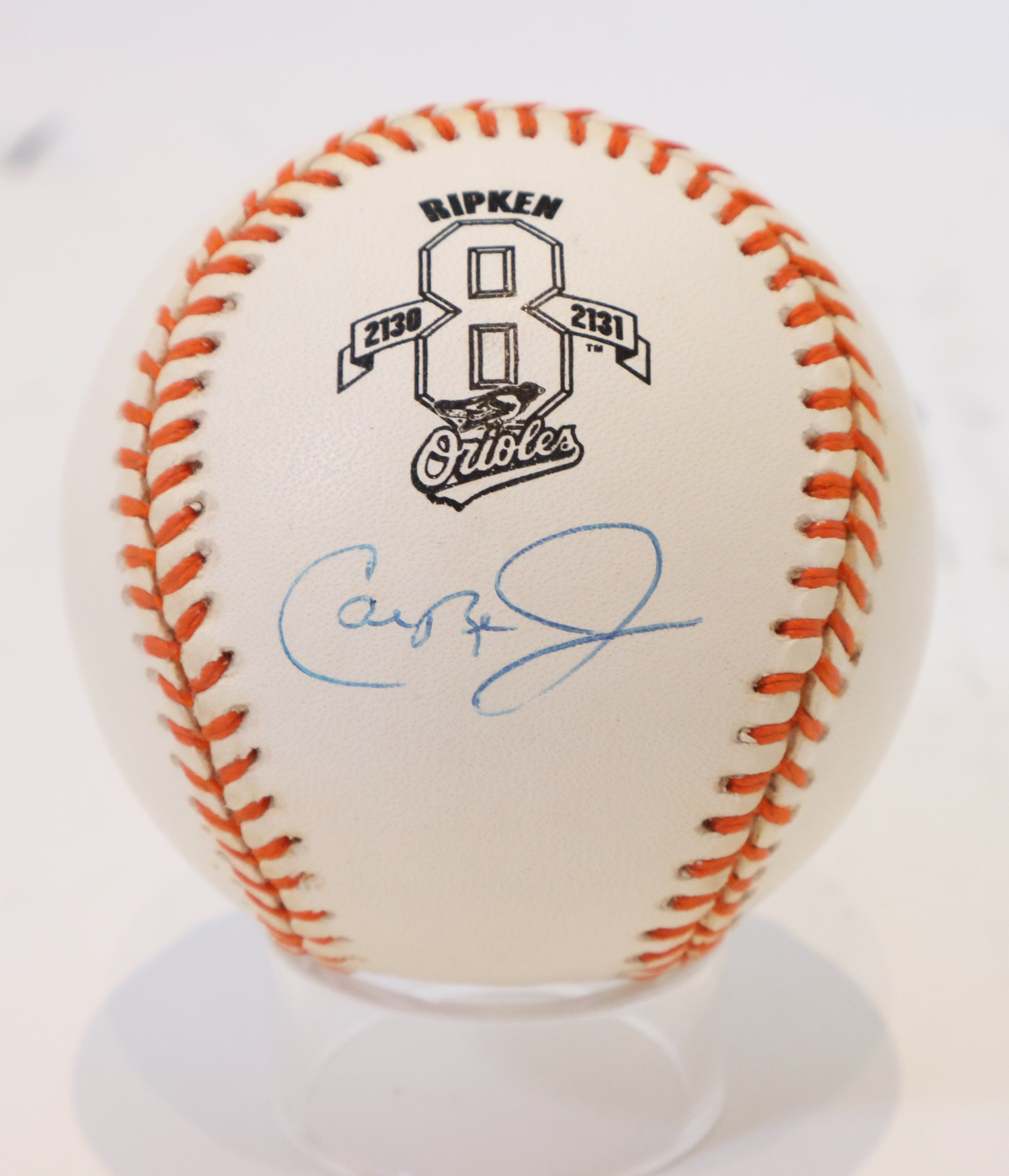 Cal Ripken Jr. Autographed AL Baseball w/ Ripken 8 (2130-2131) Logo JSA COA