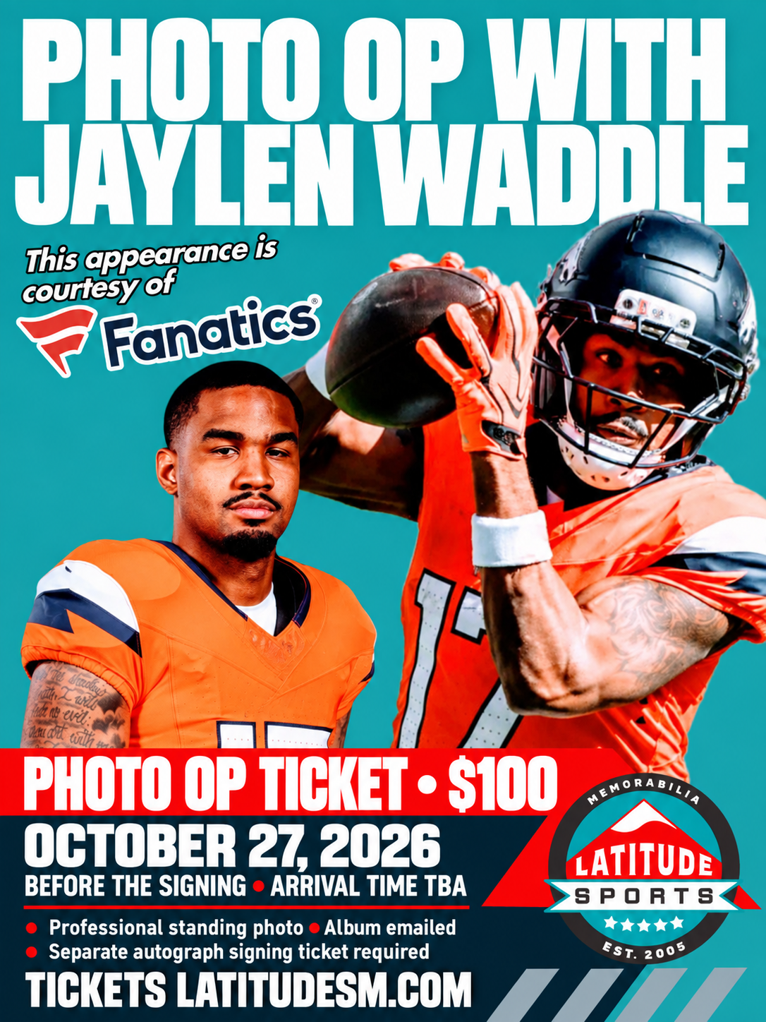 Jaylen Waddle Photo Op Ticket — $100