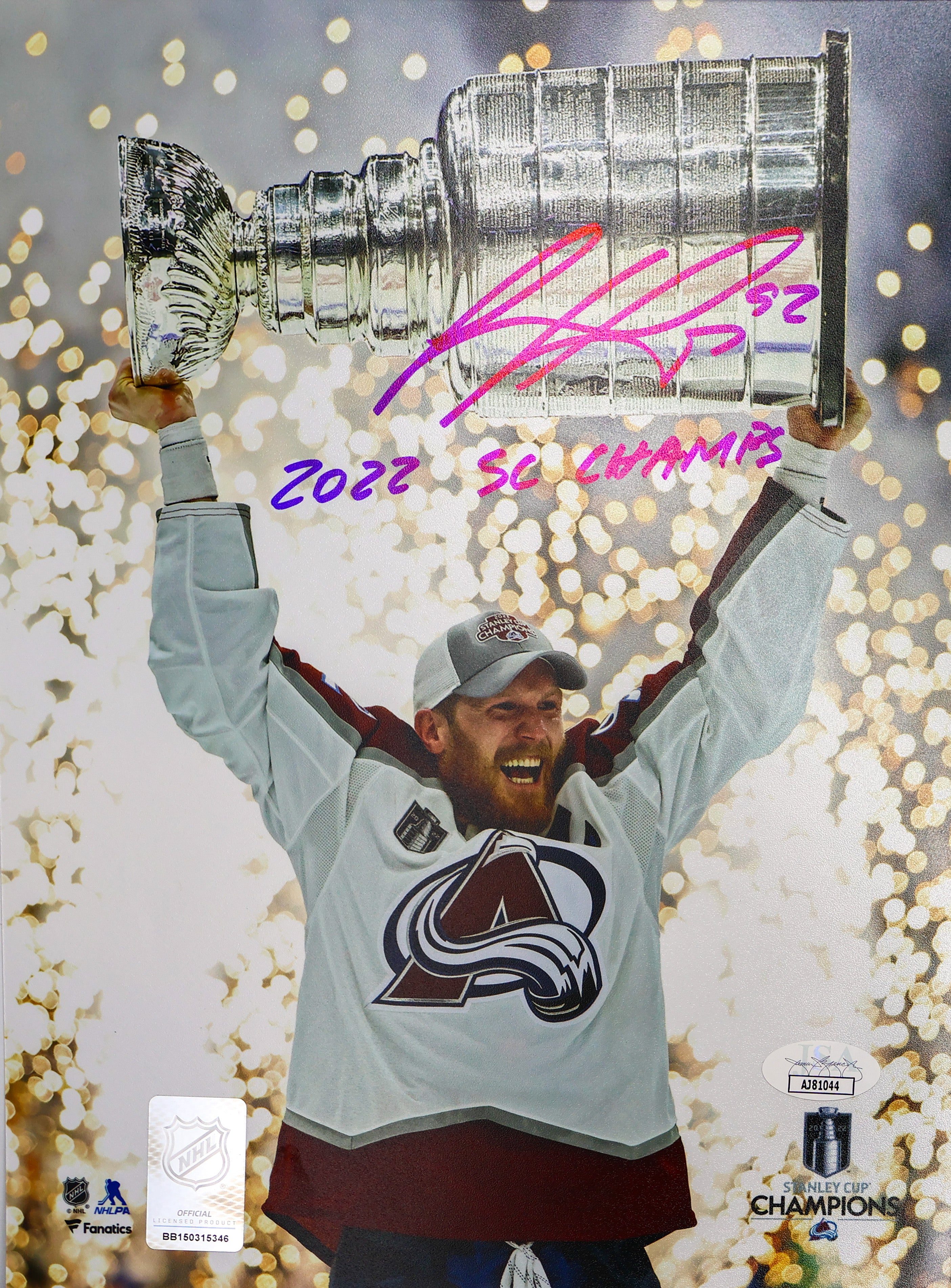 Gabe Landeskog Colorado Avalanche Autographed 8X10 Photo 2022 SC Champs