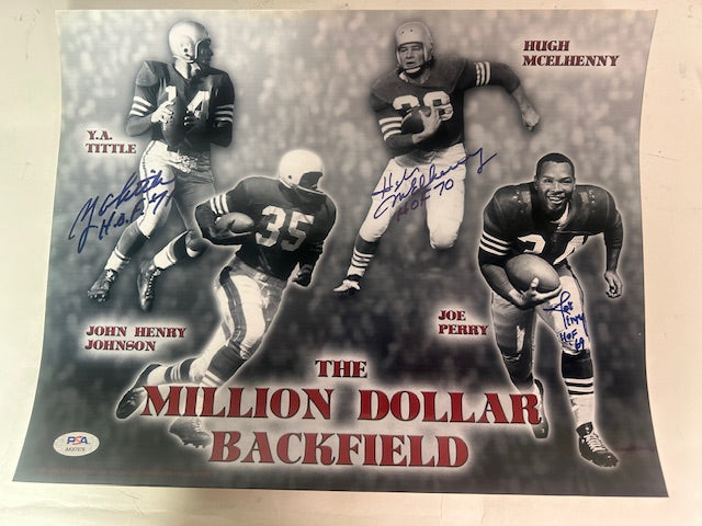 The Million Dollar Backfield 49ers 3x Autographed (Tittle, Mcelhenny, Perry) 11x14 Photo PSA COA