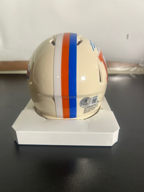 Bo Nix Retro Broncos Autographed Mini Helmet Beckett COA