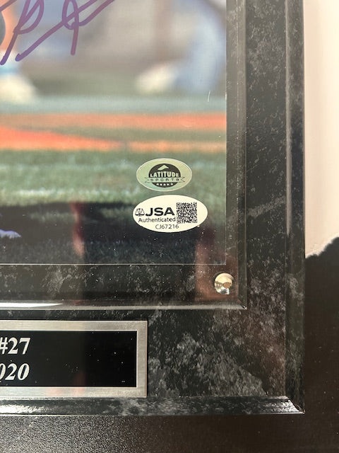 Steve Atwater Denver Broncos Autographed 8x10 Photo with Plaque JSA COA