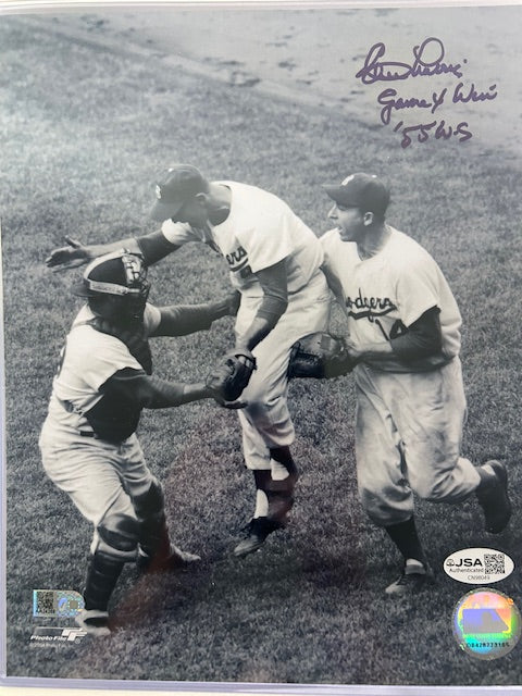 Johnny Podres Los Angeles Dodgers Autographed 8x10 1955 World Series Photo JSA COA