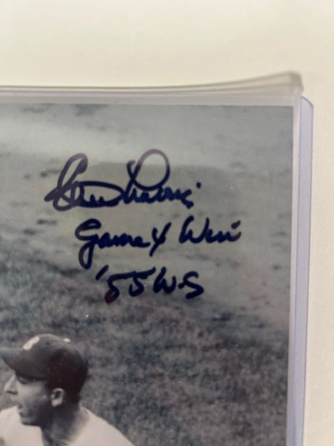 Johnny Podres Los Angeles Dodgers Autographed 8x10 1955 World Series Photo JSA COA