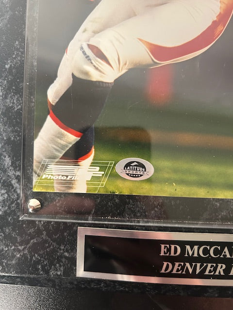 Ed McCaffrey Denver Broncos Autographed 8x10 Photo with Plaque JSA COA