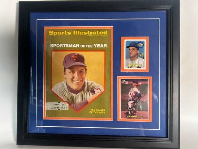 Tom Seaver Mets Autographed Card and Collage Framed JSA COA
