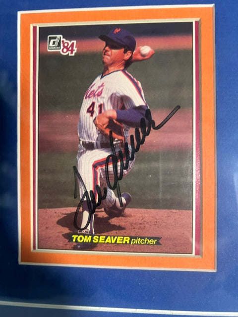 Tom Seaver Mets Autographed Card and Collage Framed JSA COA