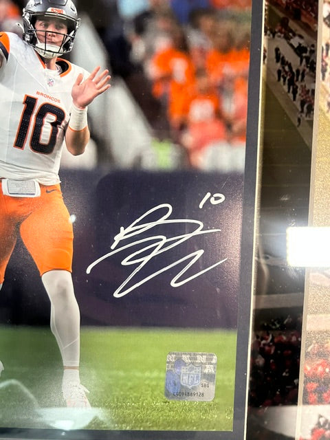 Bo Nix Autographed Broncos 8x10 Photo 3D Shadowbox Framed BAS COA