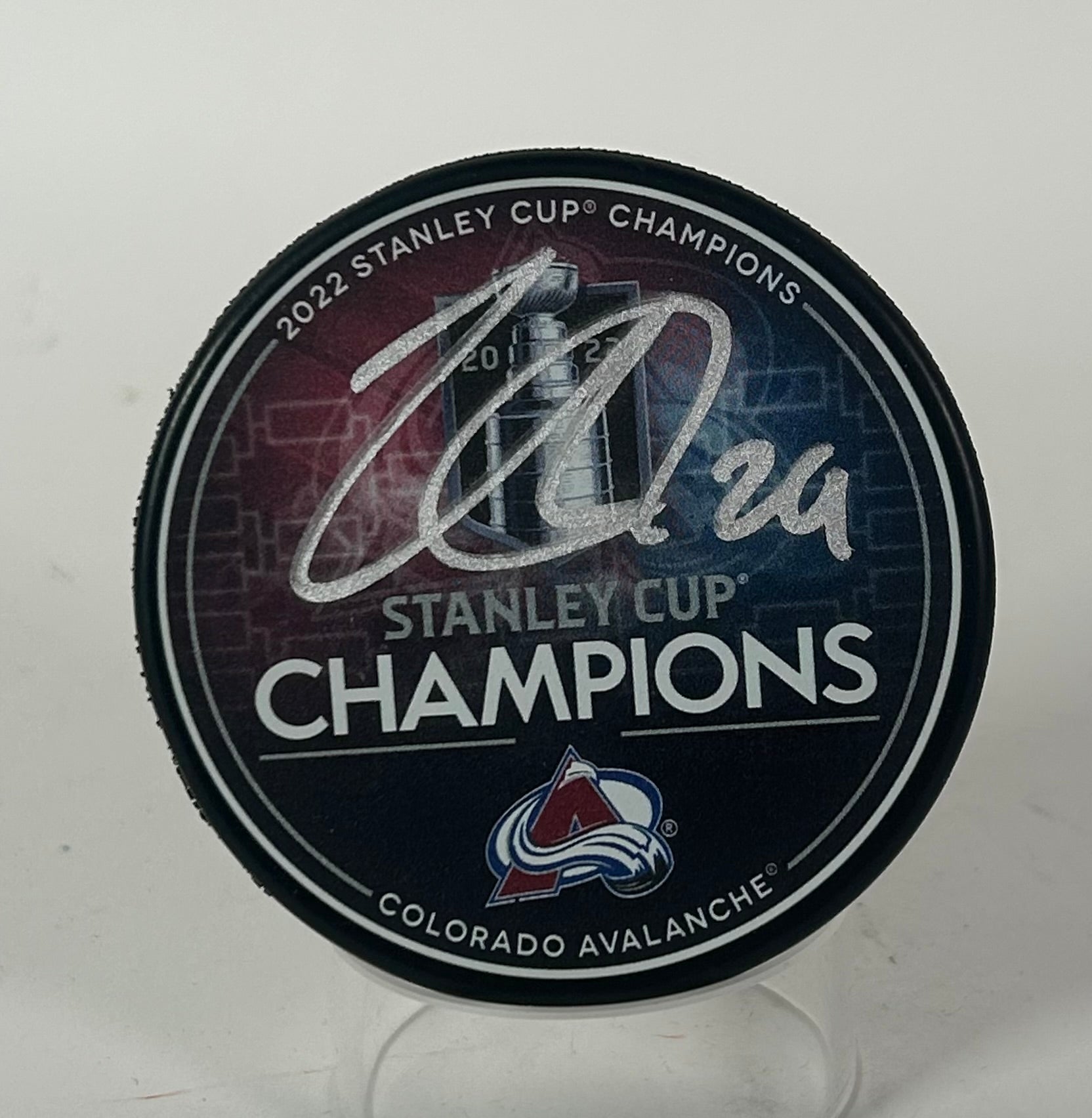 Nathan MacKinnon Autographed Colorado Avalanche Stanley Cup Champions Hockey Puck Fanatics COA