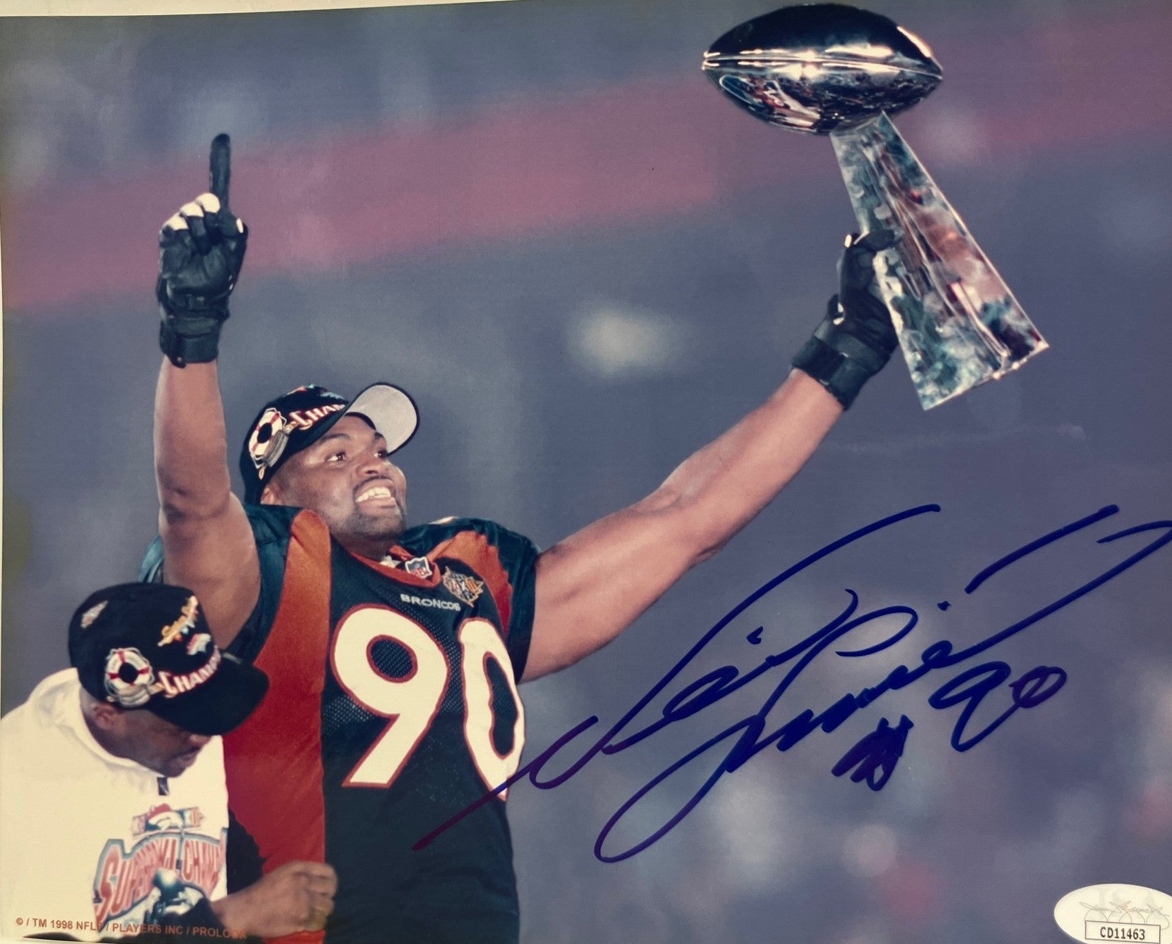 Neil Smith Autographed Denver Broncos Super Bowl XXXII 8x10 photo JSA COA