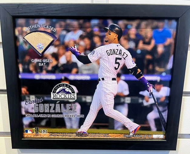 Carlos Gonzalez Highland Mint Photo w/ Game Used Bat Piece