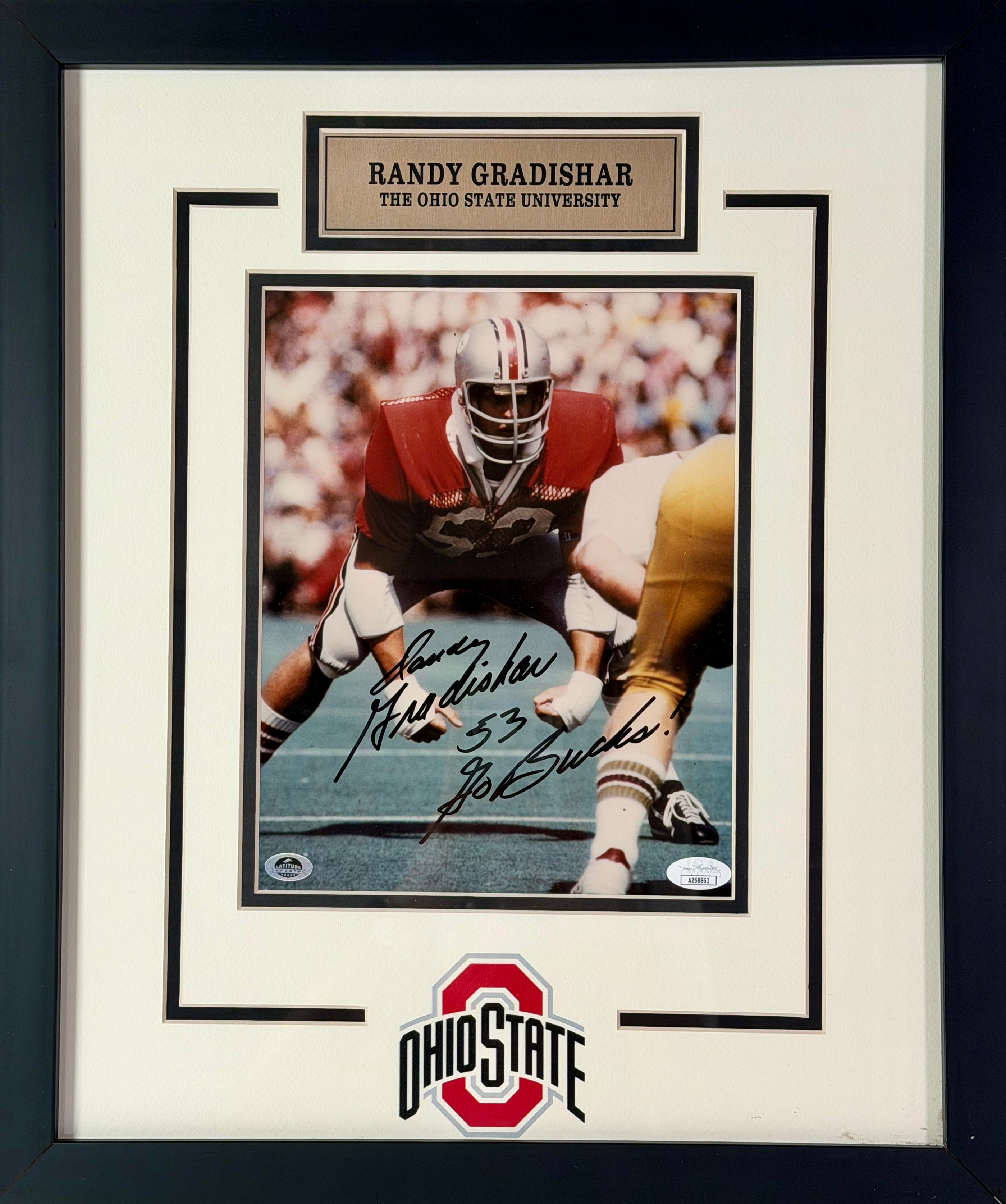 Randy Gradishar Autographed Ohio State 8x10 Photo Inscribed "Go Bucks!" Framed- JSA COA
