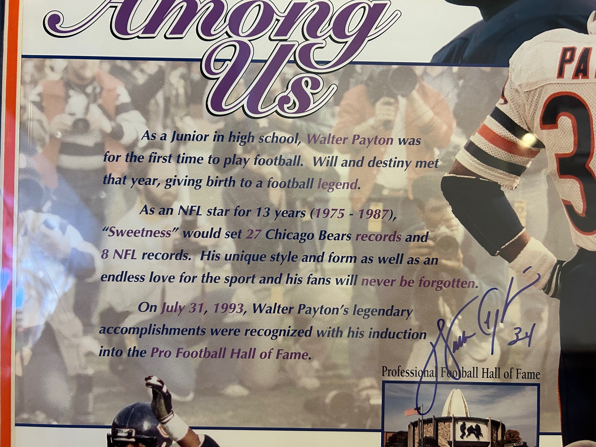 Autographed Walter Payton Chicago Bears 16x20 Deluxe Framed Photo PSA/DNA - Latitude Sports Marketing