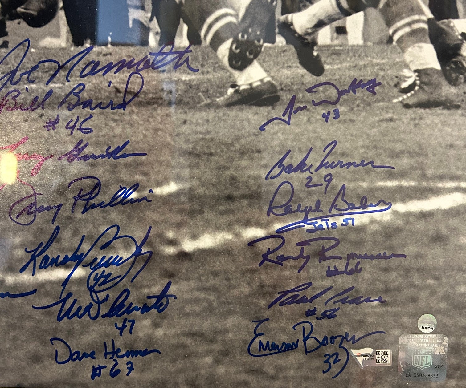 SB III champs New York Jets Autographed 16"x20" Framed Photo Fanatics COA