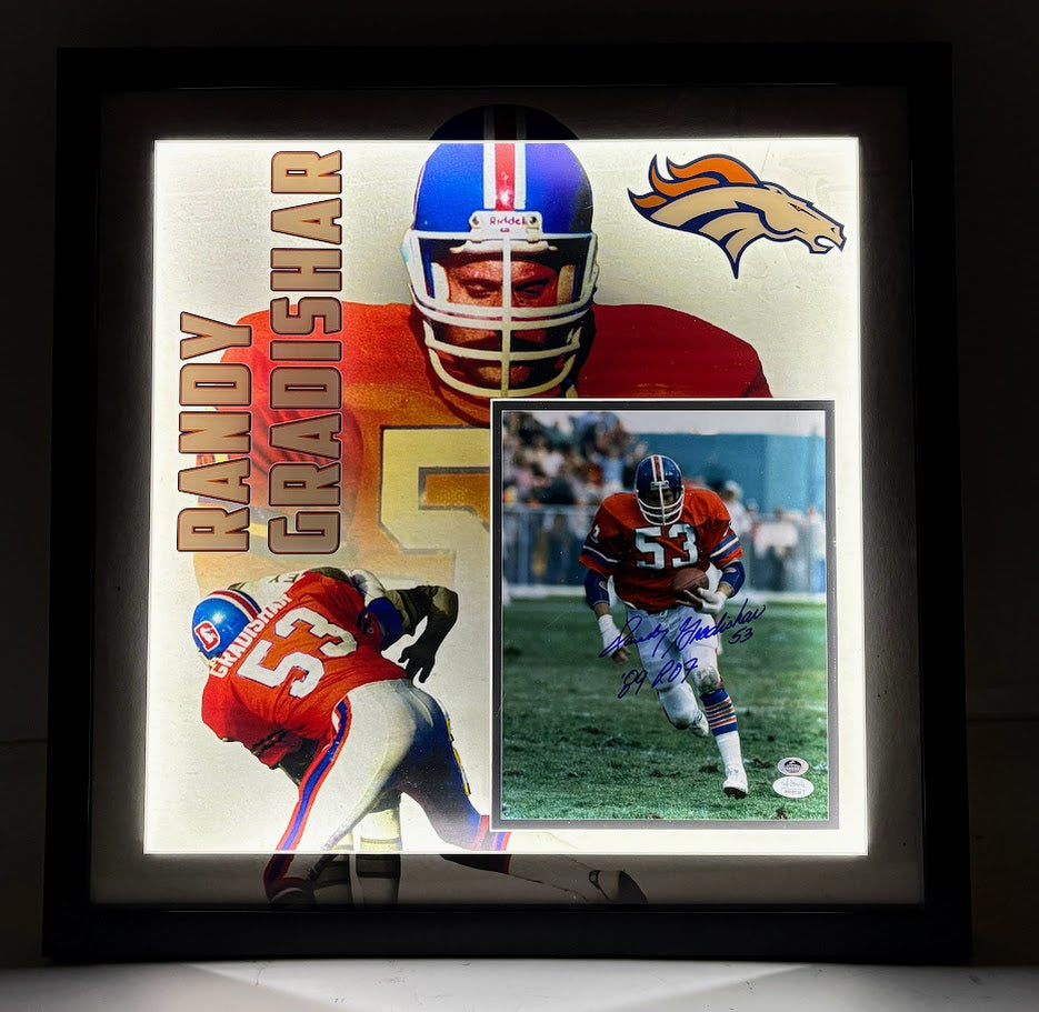 Randy Gradishar Autographed 8x10 Photo Inscribed "89 ROF" Lighted Shadowbox Framed JSA COA