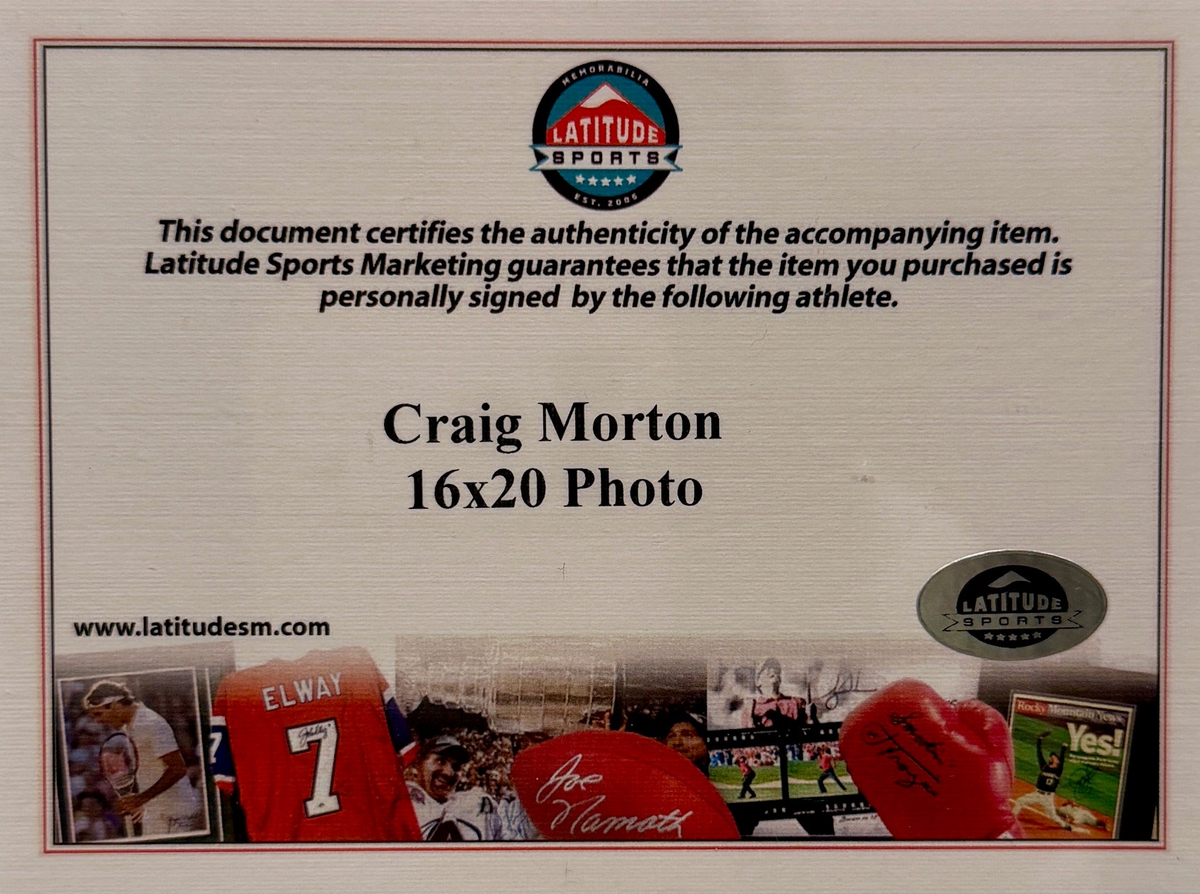 Craig Morton Autographed Broncos 16x20 Photo With Deluxe Frame