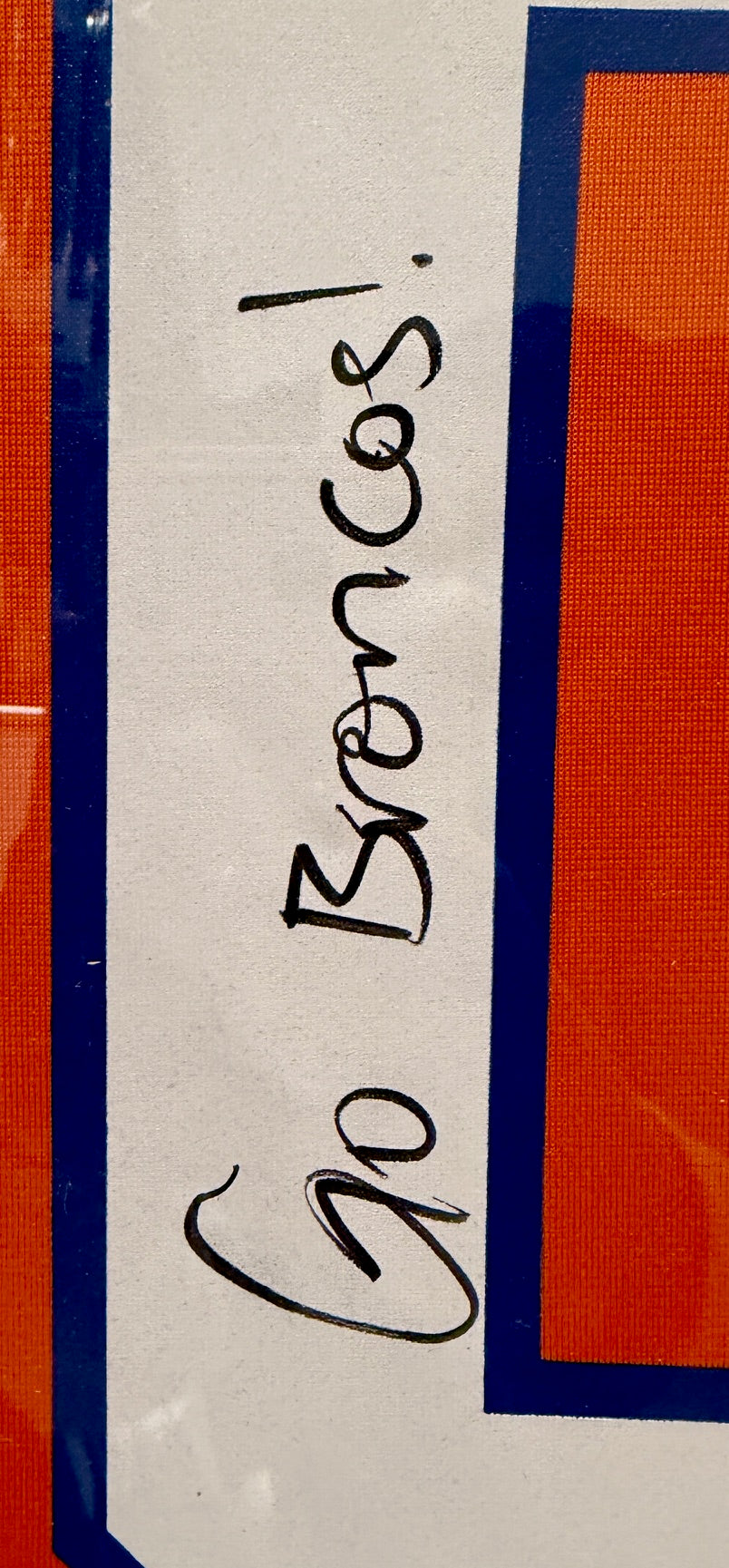 Bo Nix Denver Broncos Autographed Jersey w/ Inscription and 2 8x10 Photos in Deluxe Frame Beckett COA