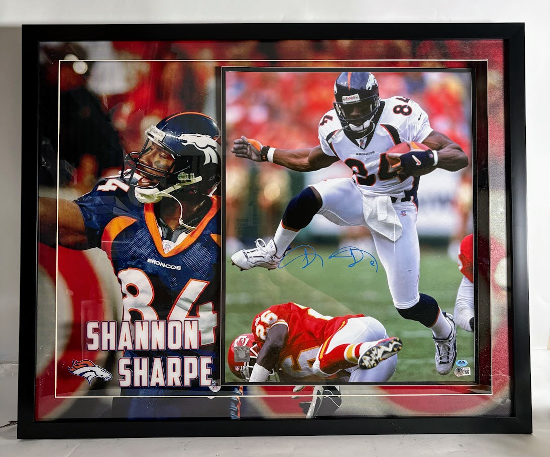 Shannon Sharpe Autographed 16x20 Photo Shadowbox Framed Beckett COA