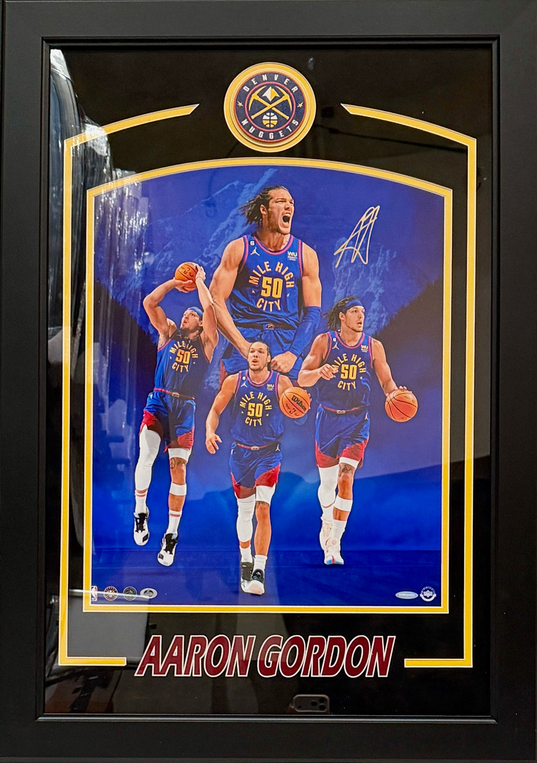 Aaron Gordon Denver Nuggets Autographed 16x20 Photo Framed Upper Deck COA