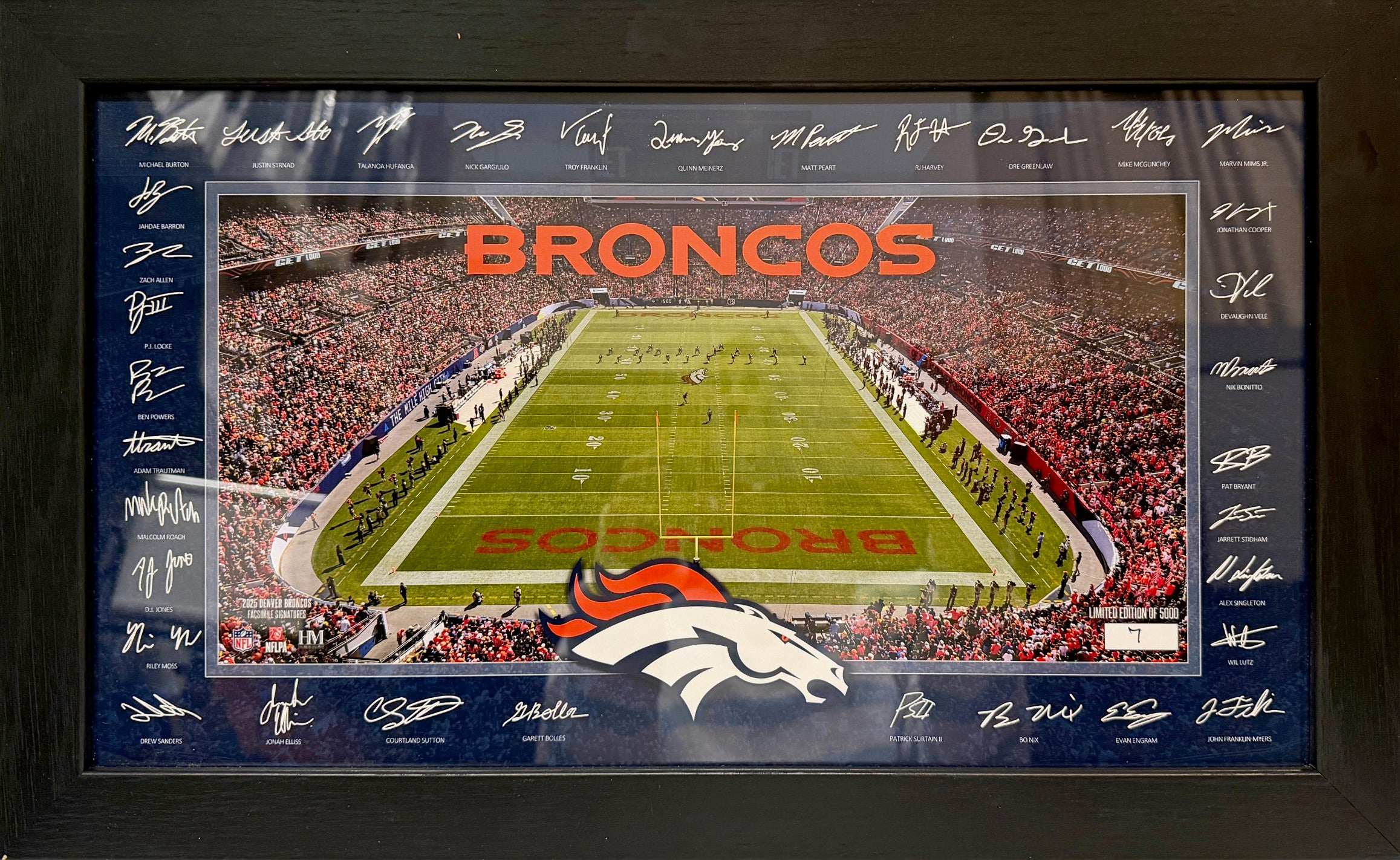 Denver Broncos 2025 Highland Mint Photo Limited Edition 7/5000 w/ Facsimile Signatures