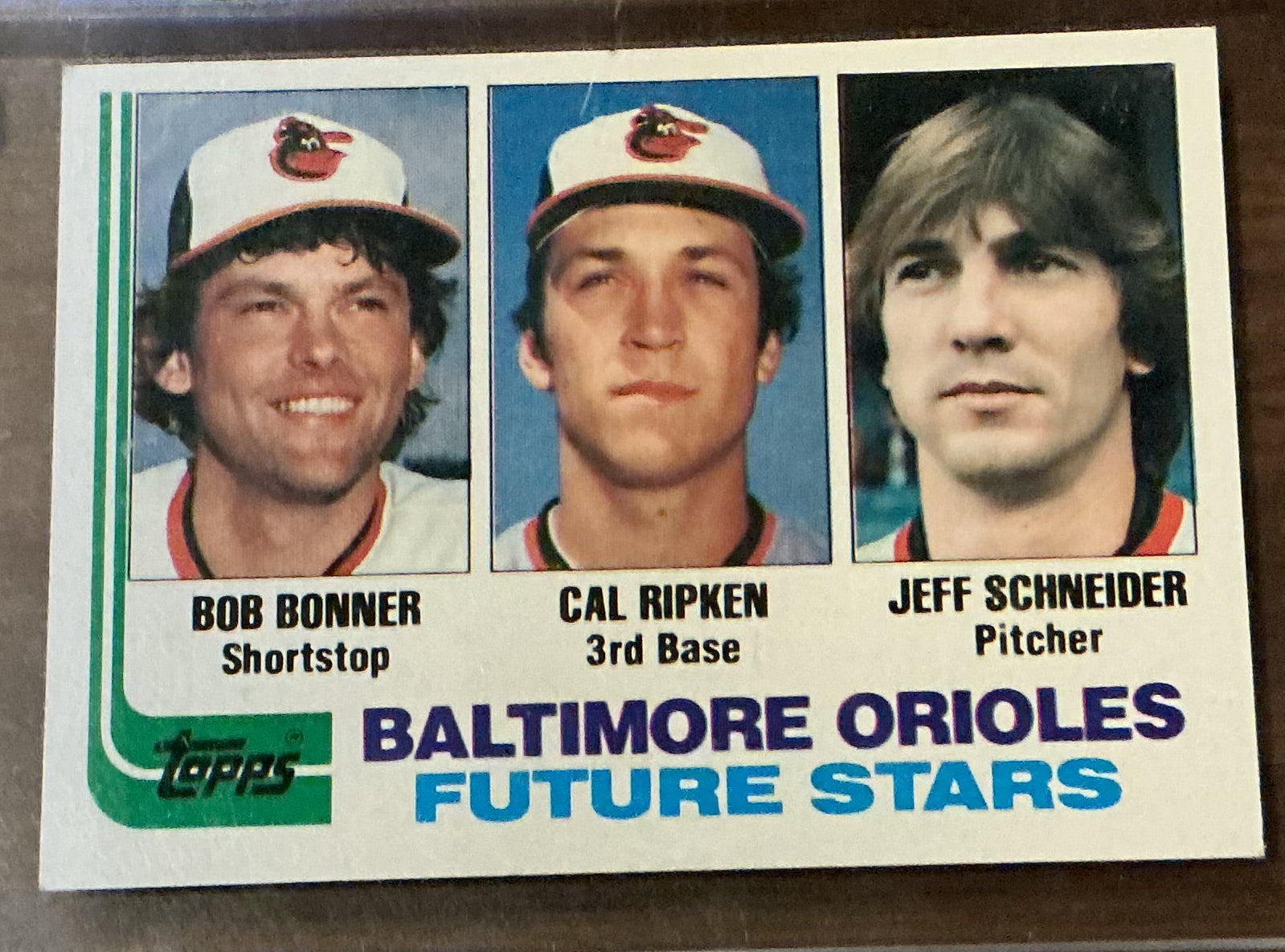 Cal Ripken Jr. / Bob Bonner / Jeff Schneider 1982 Topps Future Stars Rookie Card #21 — Orioles