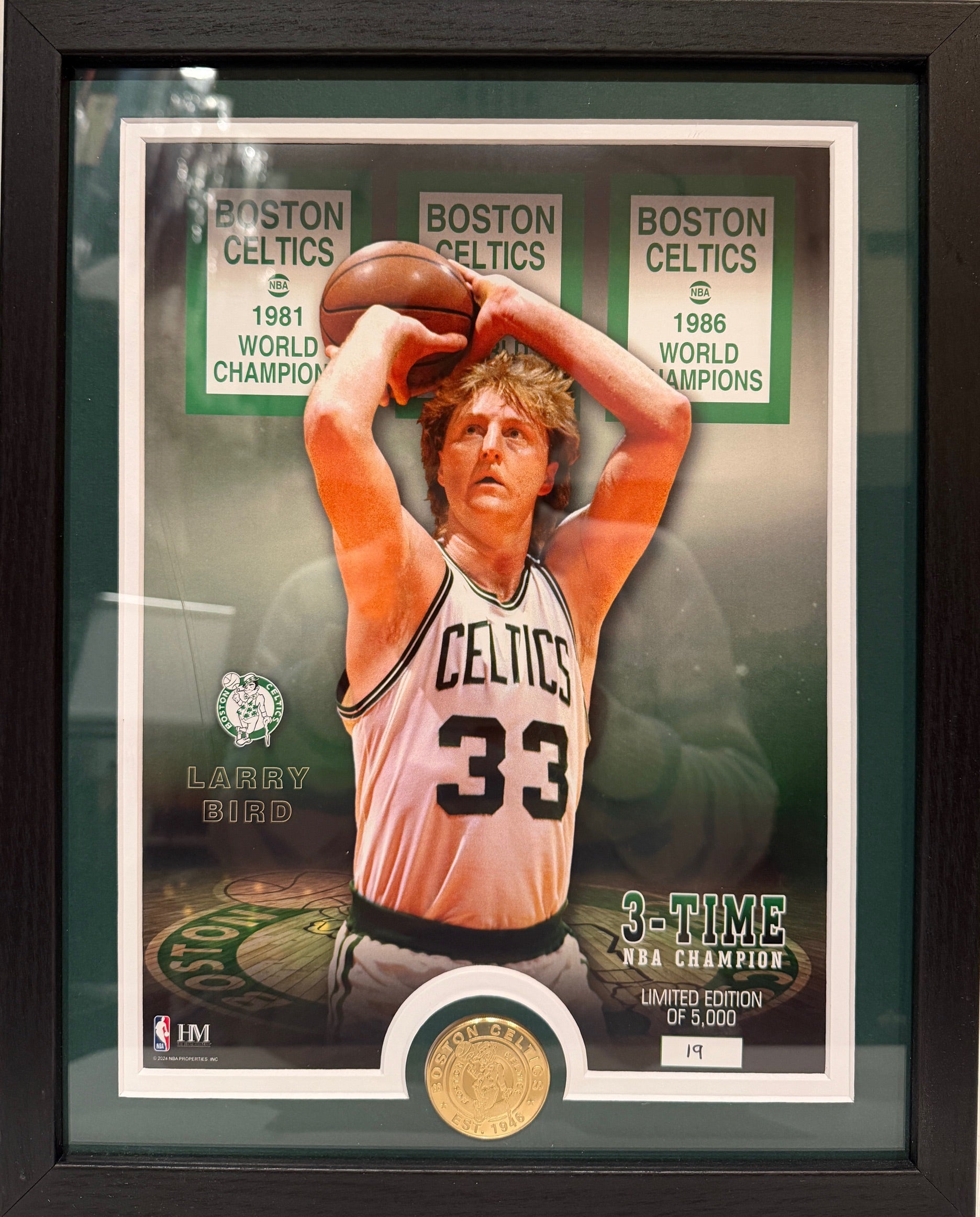 Larry Bird Boston Celtics Highland Mint Photo and Coin Limited Edition 19/5000