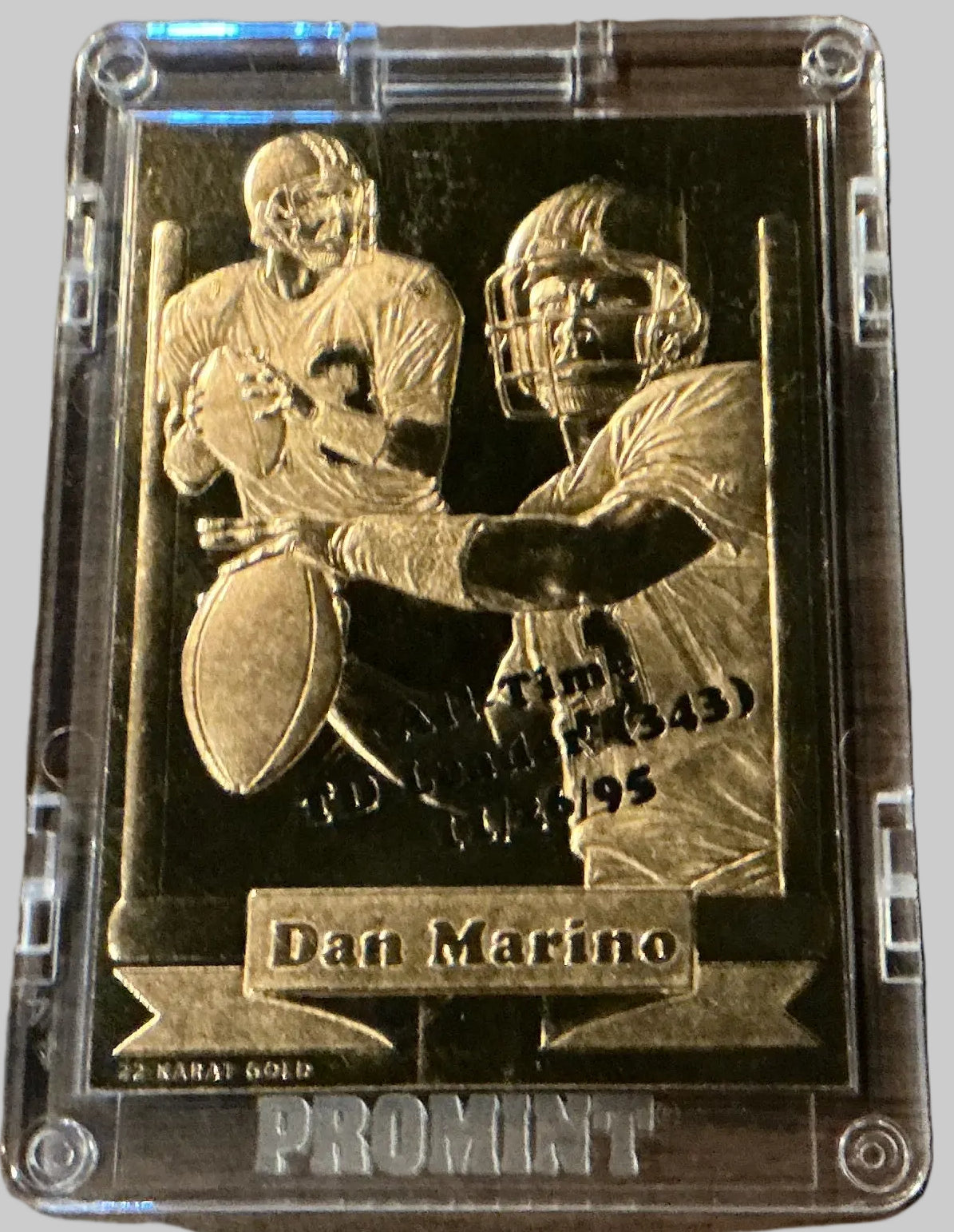 Dan Marino 1995 ProMint 22 Karat Gold Football Card Serial #001348 — Miami Dolphins