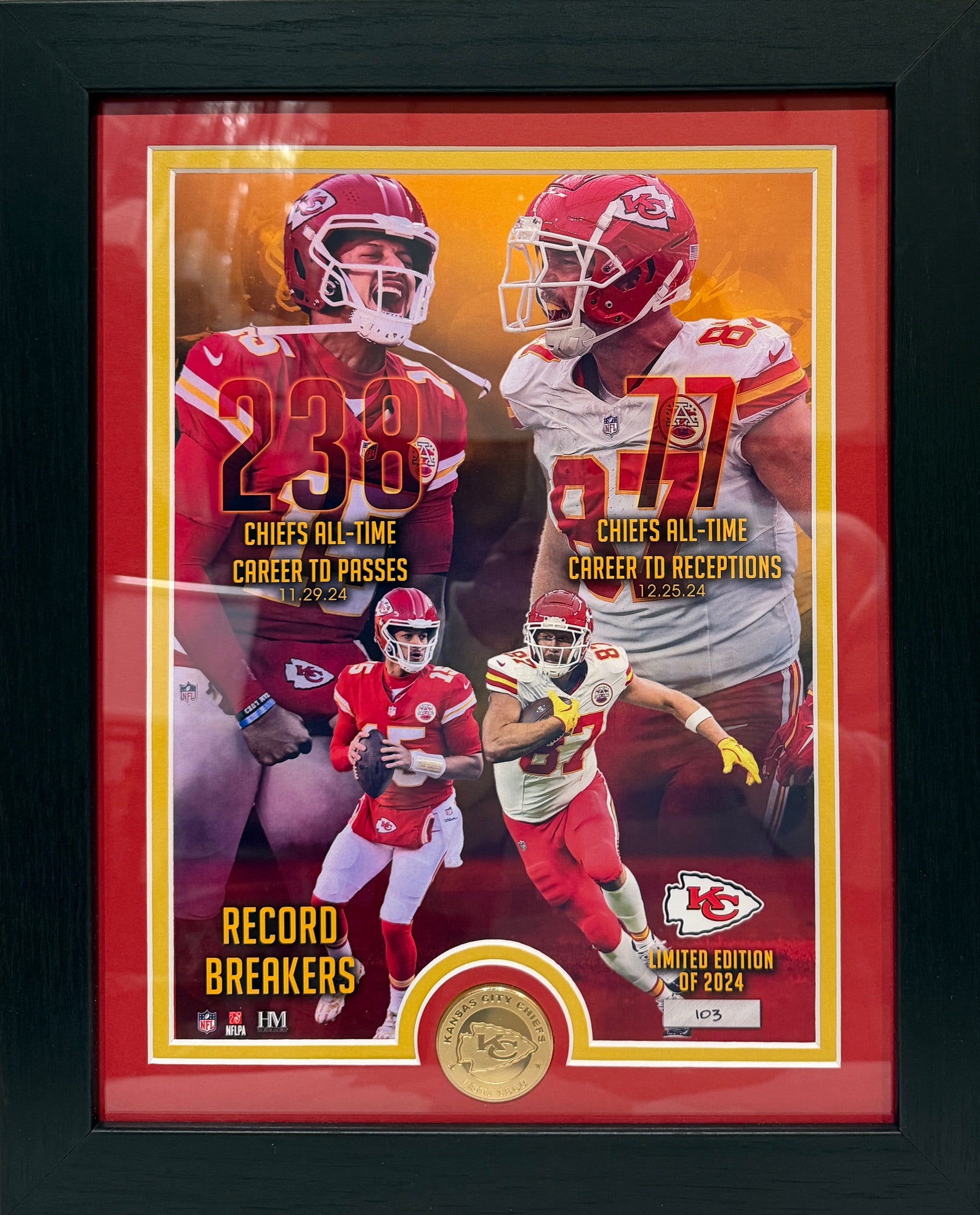 Kansas City Chiefs Record Breakers Highland Mint Photo and Coin Limited Edition 103/2024