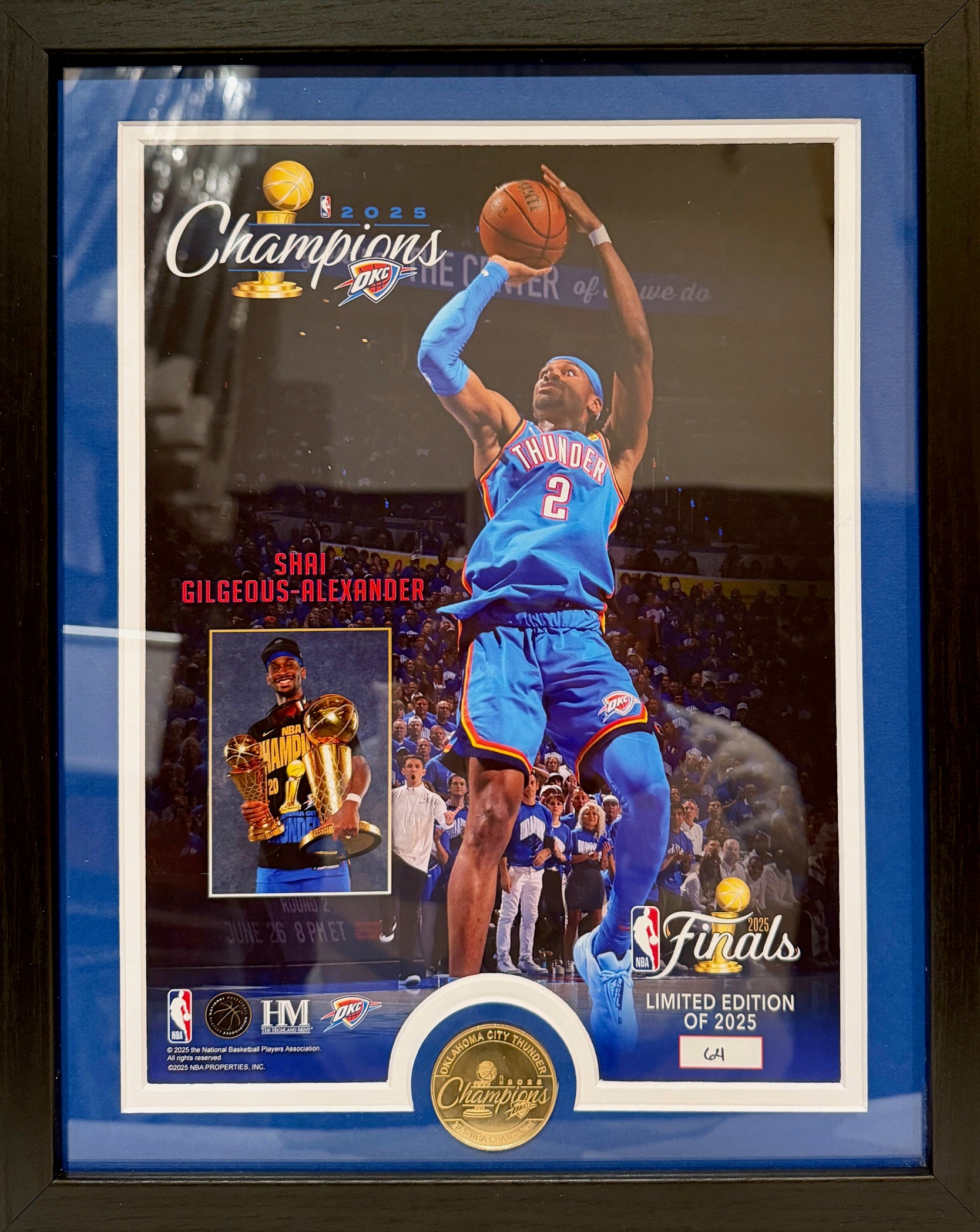 Shai Gilgeous-Alexander 2025 Champions Highland Mint Photo and Coin LE 64/2025