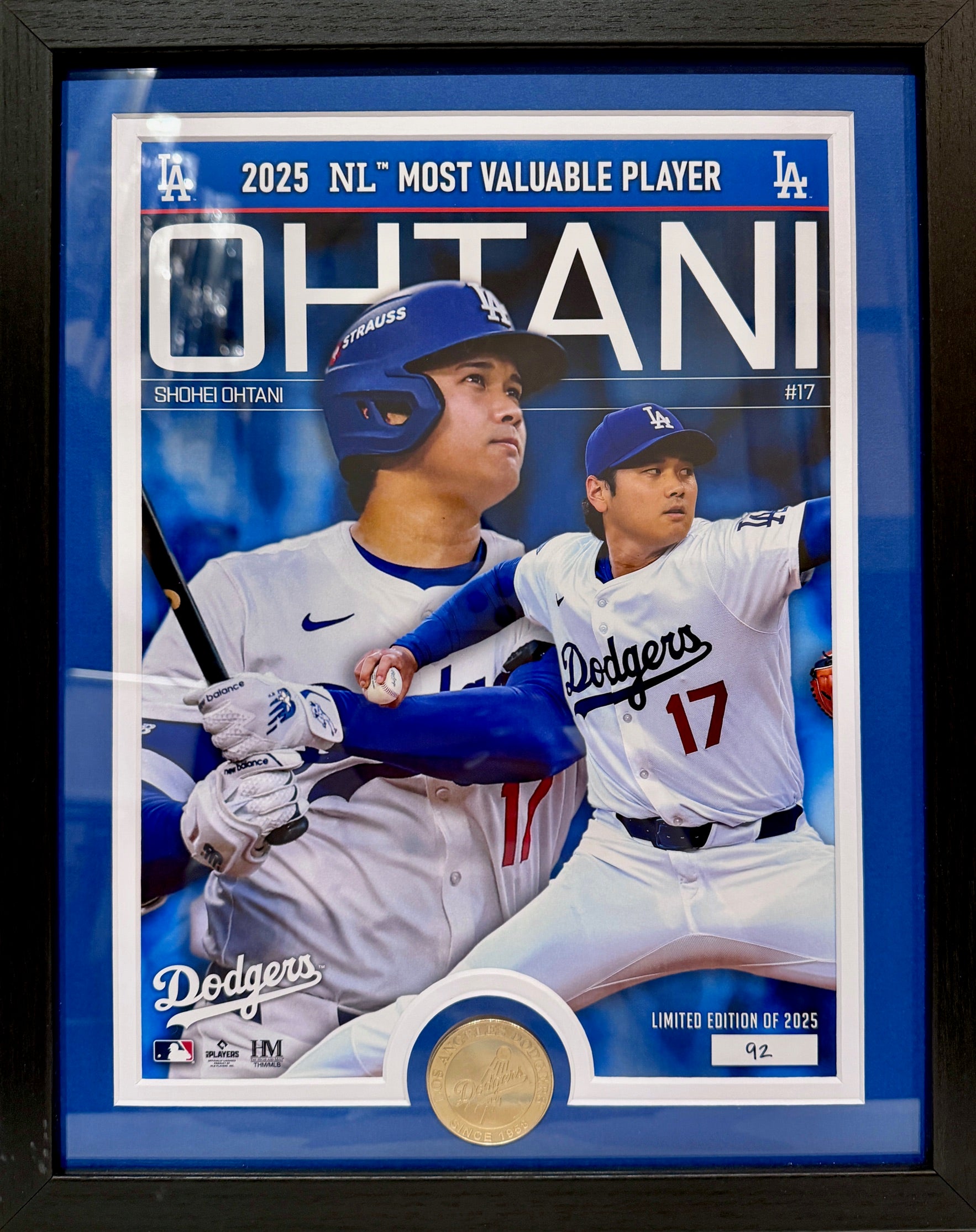 Shohei Ohtani LA Dodgers 2025 NL MVP Highland Mint Photo and Coin LE 92/2025