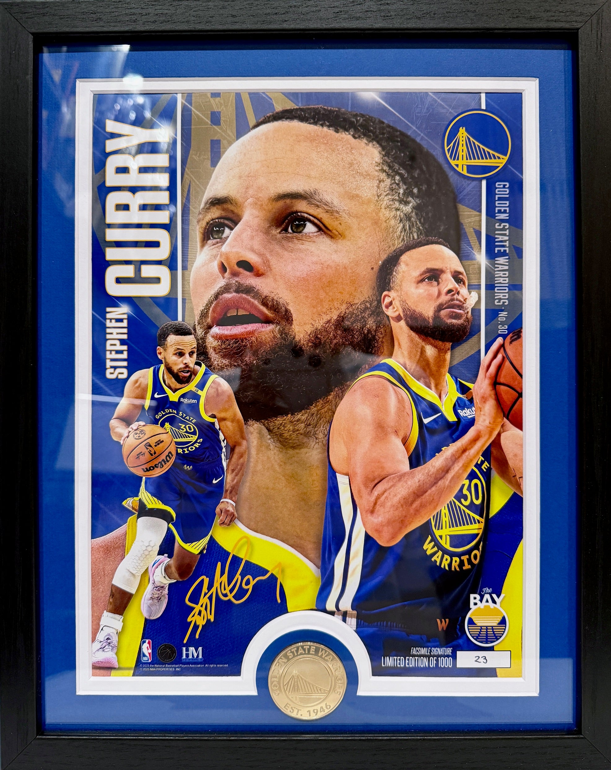Stephen Curry Golden State Warriors Highland Mint Photo and Coin LE 23/1000 w/ Facsimile Signature