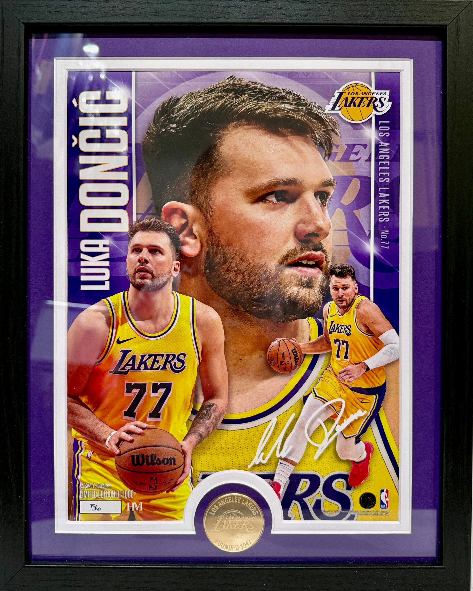 Luka Doncic LA Lakers Highland Mint Photo and Coin Limited Edition 56/1000 w/ Facsimile Signature