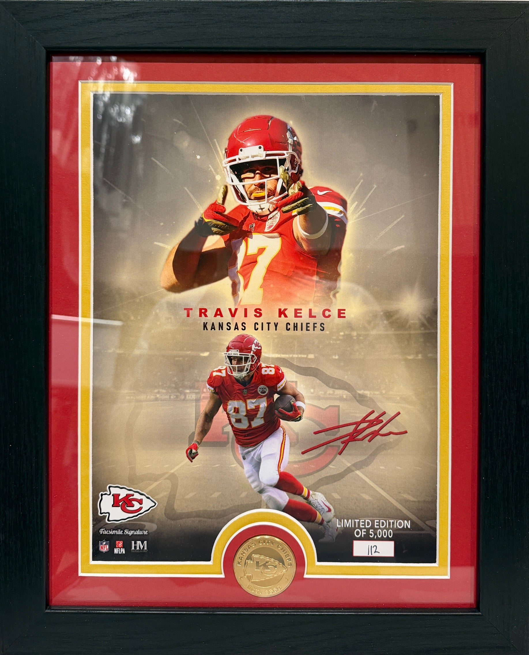 Travis Kelce Kansas City Chiefs Highland Mint Photo and Coin LE 112/5000 w/ Facsimile Signature