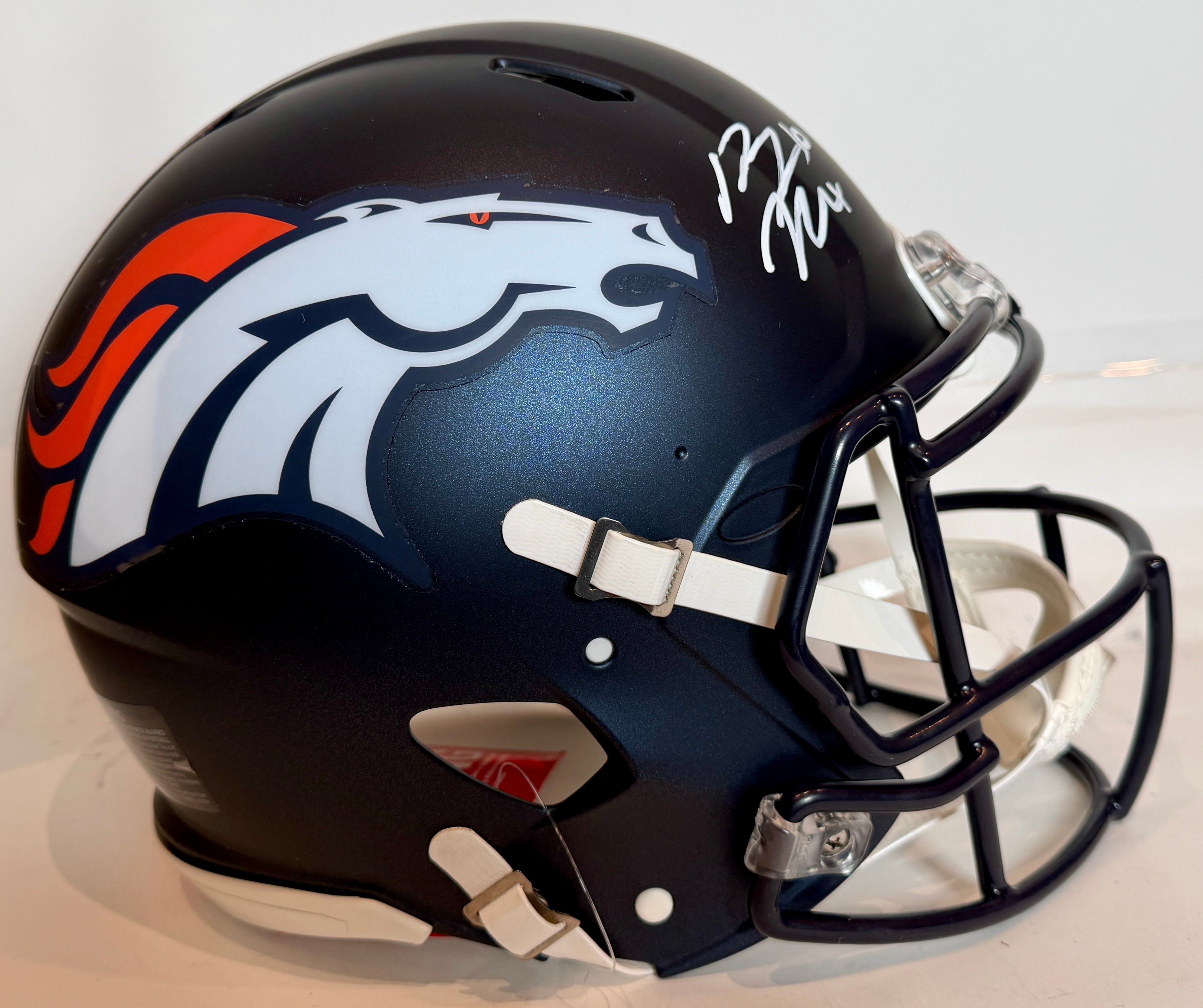 Bo Nix Denver Broncos Autographed Navy NFL Pro Helmet Beckett COA