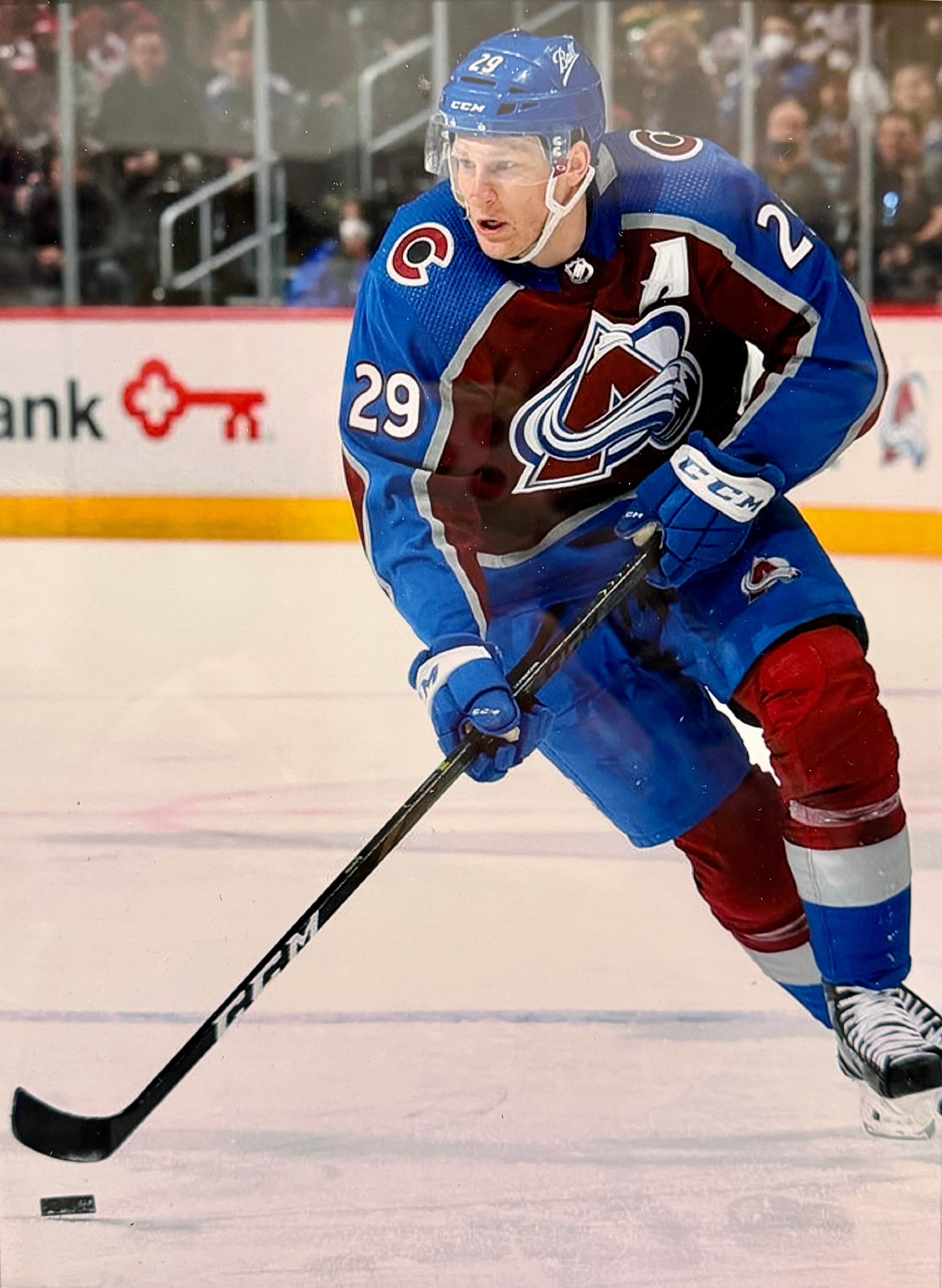 Nathan MacKinnon Colorado Avalanche Autographed Fanatics Premium Jersey w/ 2 8x10 Photos in Deluxe Frame