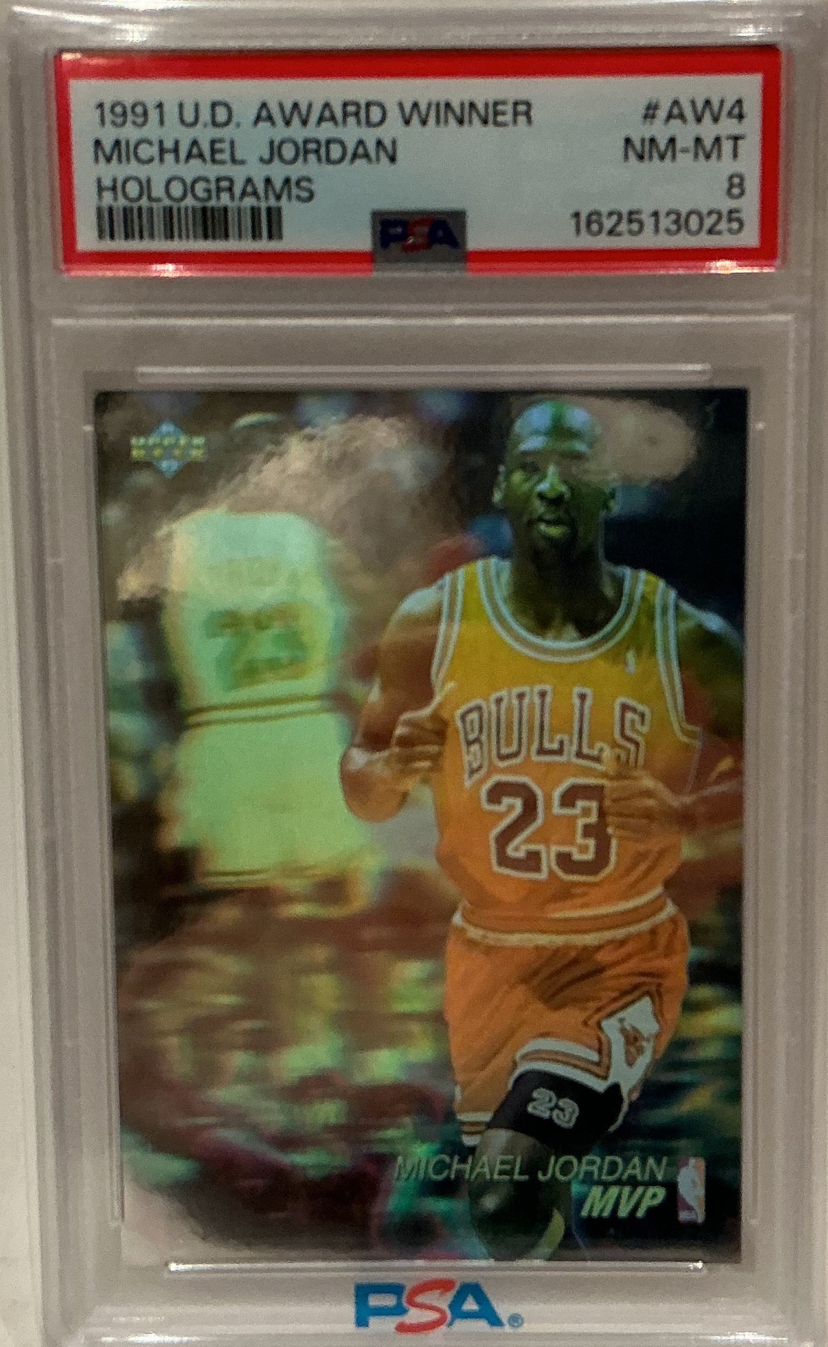 Michael Jordan 1991 Upper Deck Award Winner Hologram Card #AW4 PSA 8 — Chicago Bulls