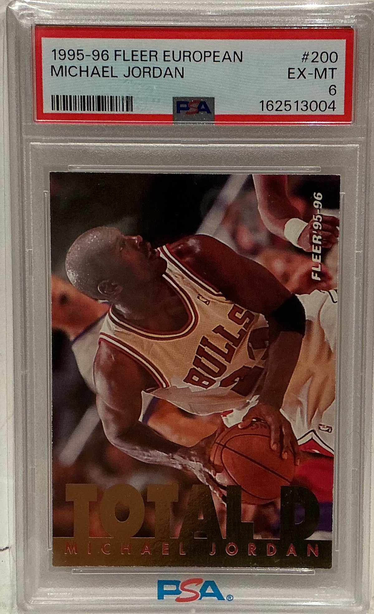 Michael Jordan 1995-96 Fleer European Total D Card #200 PSA 6 EX-MT — Chicago Bulls