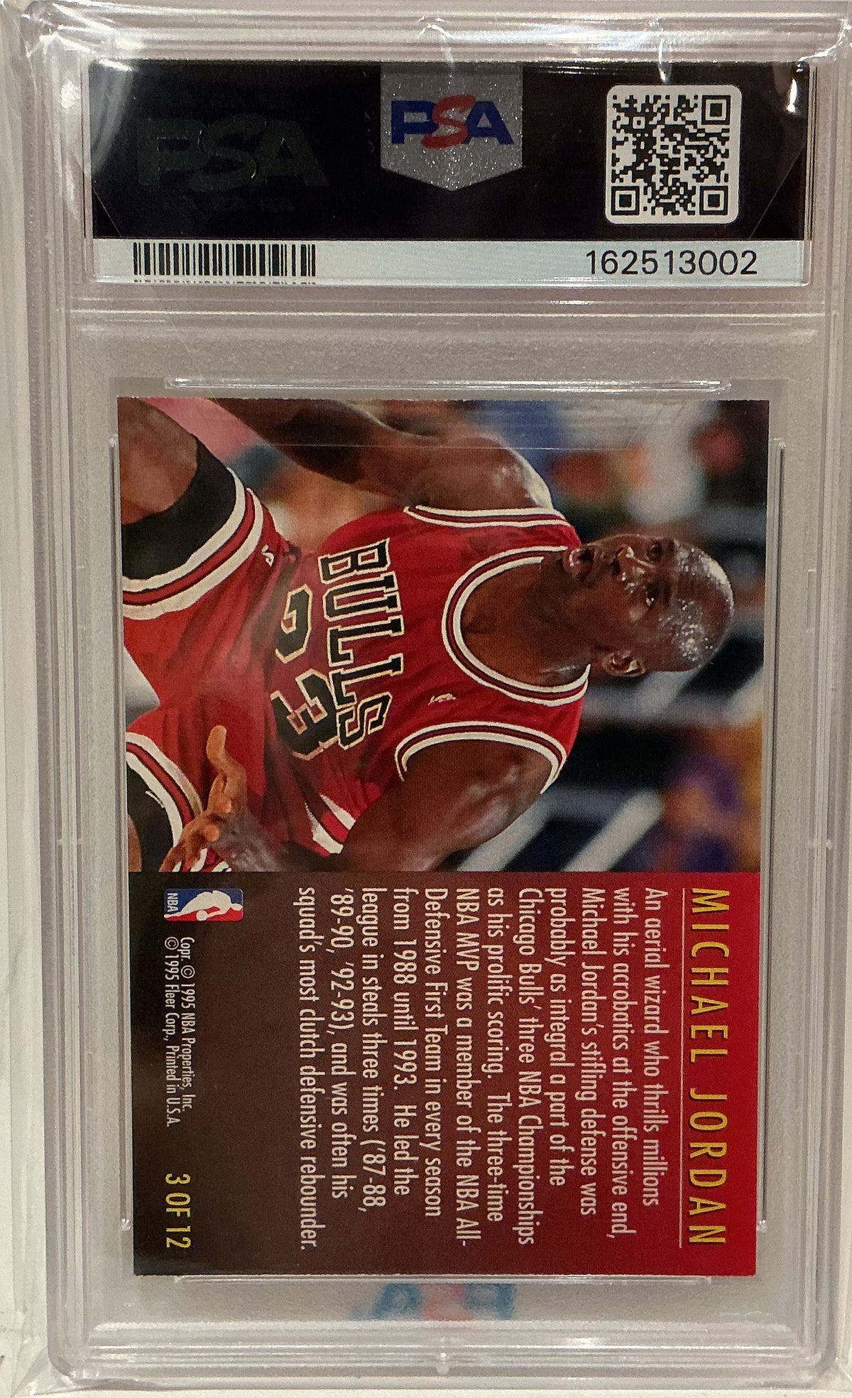 Michael Jordan 1995-96 Fleer Total D Card #3 of 12 PSA 7 NM — Chicago Bulls