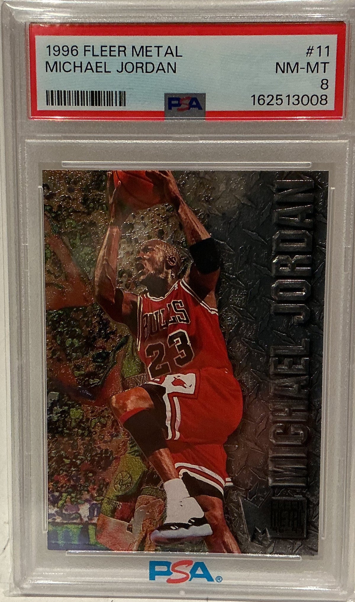 Michael Jordan 1996-97 Fleer Metal Basketball Card #11 PSA 8 NM-MT — Chicago Bulls