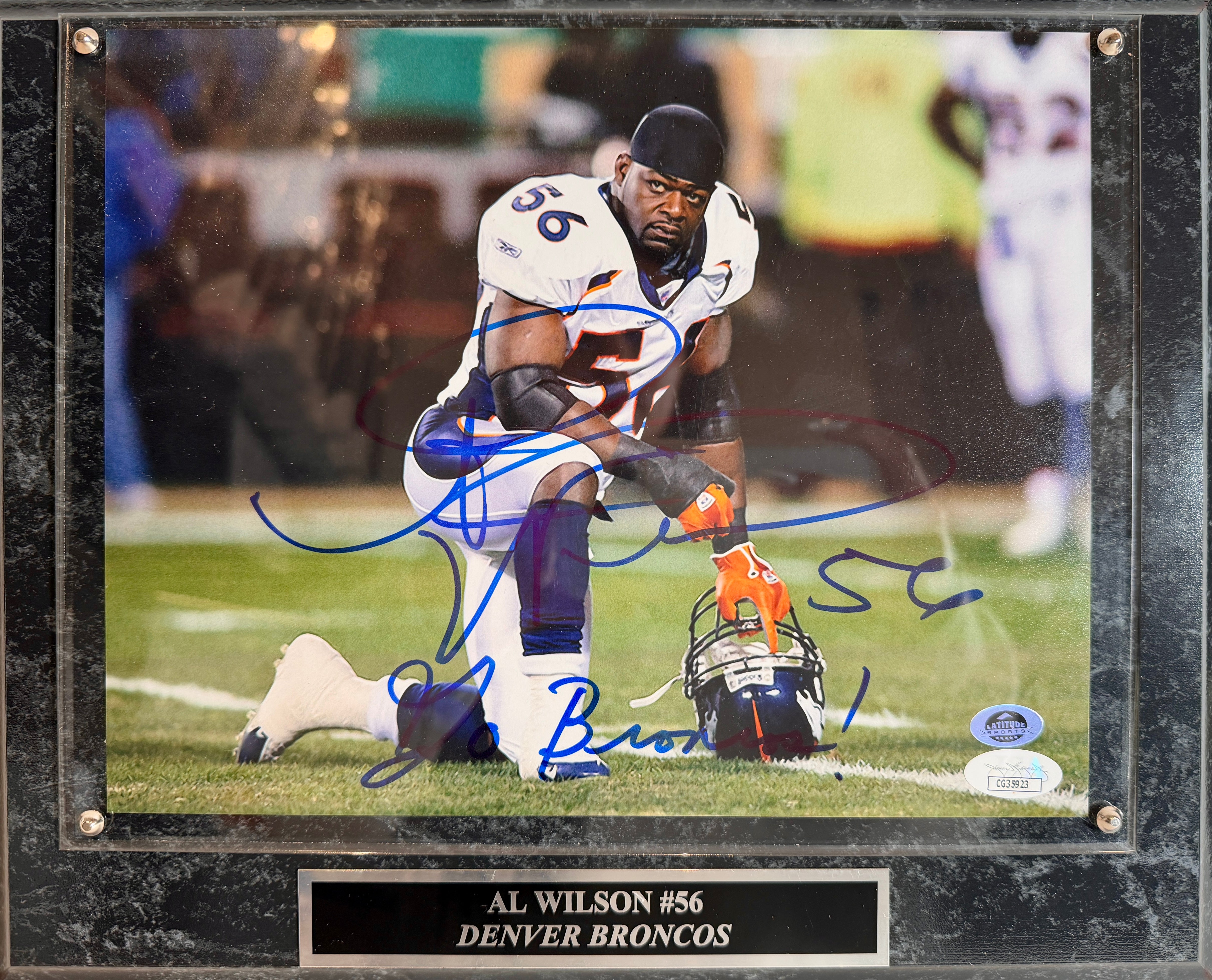 Al Wilson Autographed 8x10 Photo with Plaque – Denver Broncos | 5x Pro Bowl JSA COA