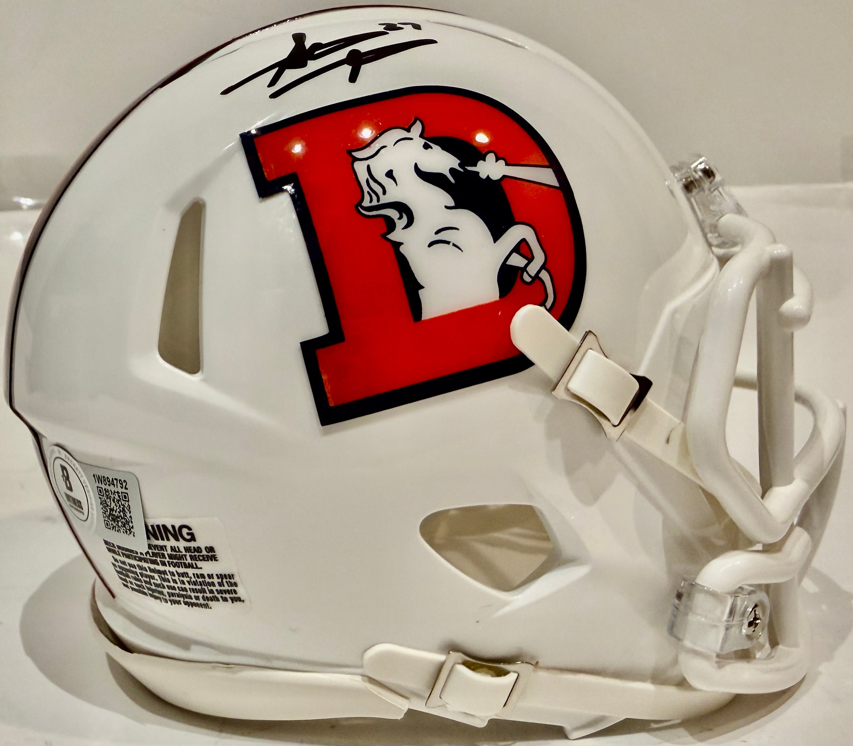 Steve Atwater Autographed Denver Broncos Snowcapped Mini Helmet - BAS Certified - Latitude Sports Marketing