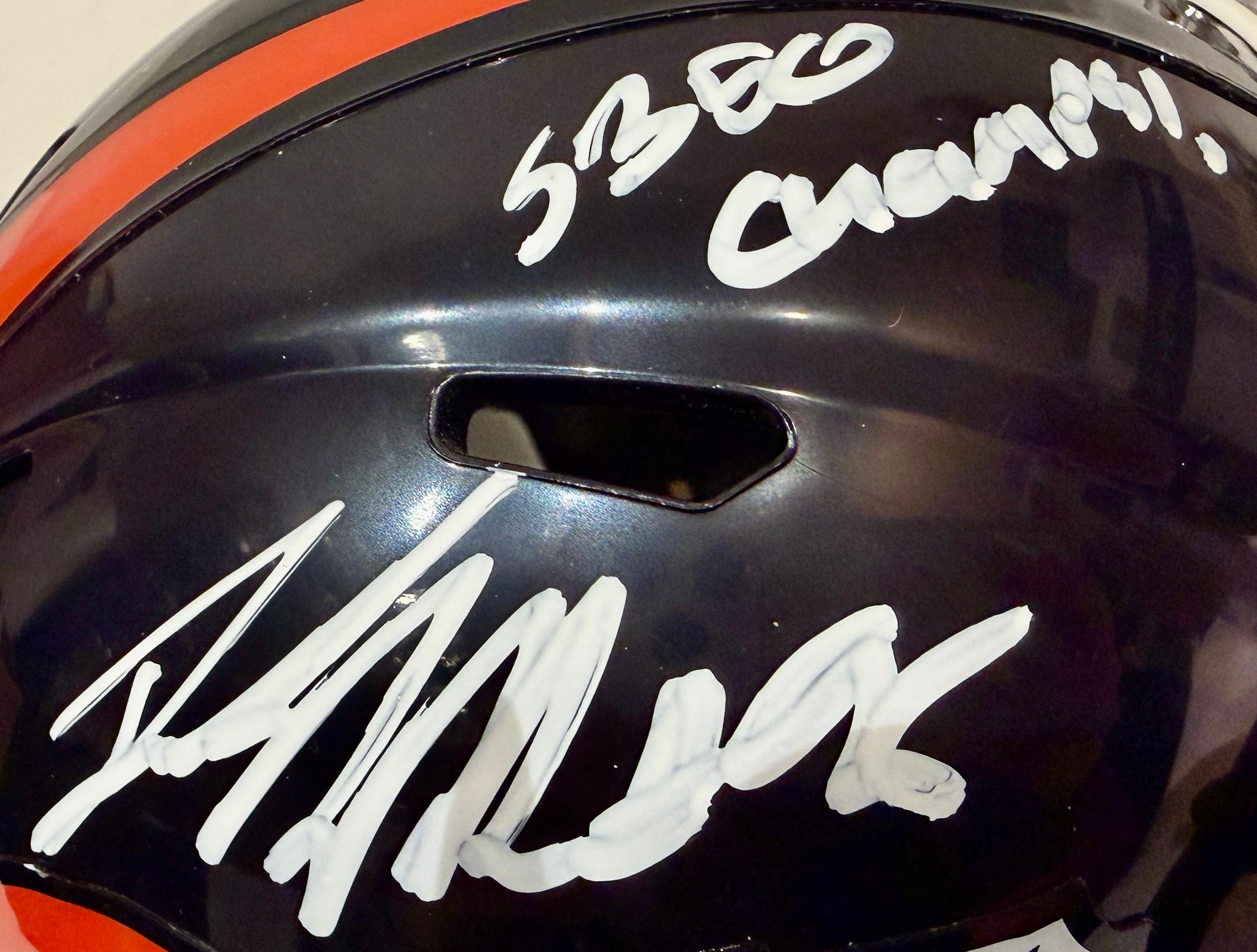 Derek Wolfe Autographed Denver Broncos Navy Mini Helmet - Inscribed 'SB 50 Champs!' - BAS Certified