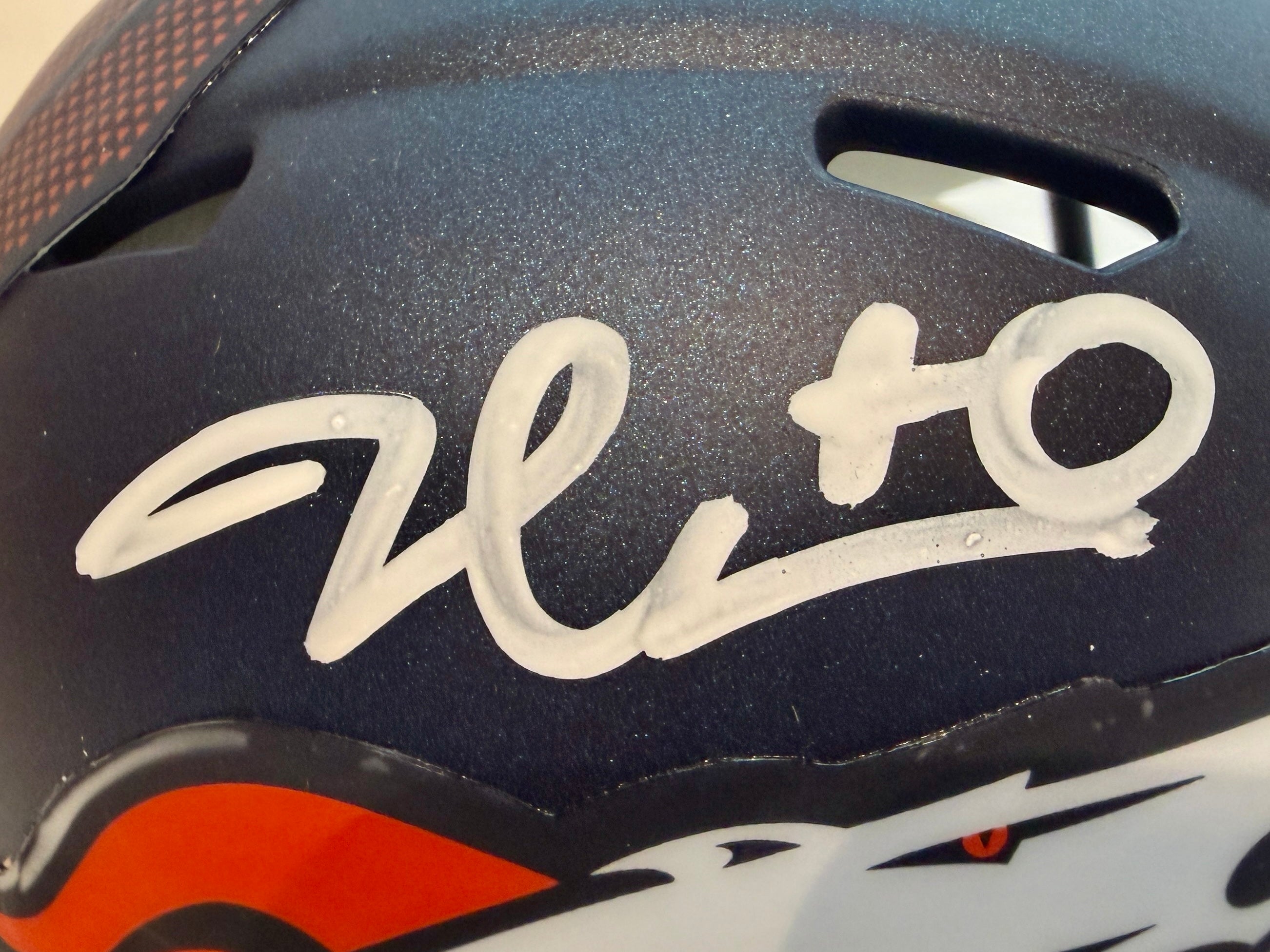 Jonathon Cooper Autographed Denver Broncos Navy Mini Helmet - Beckett COA - Latitude Sports Marketing