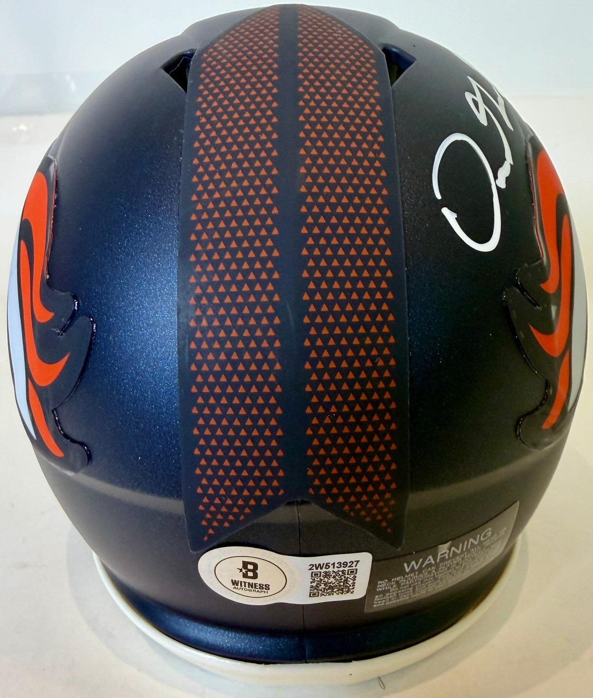 Dre Greenlaw Autographed Denver Broncos Navy Mini Helmet Beckett COA - Latitude Sports Marketing