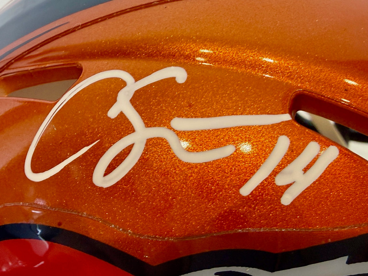 Courtland Sutton Autographed Denver Broncos Flash Mini Helmet Beckett COA