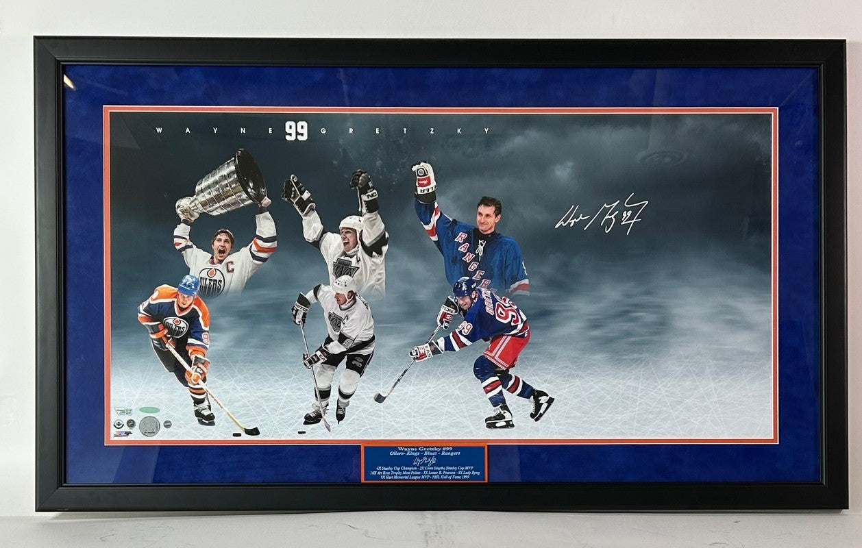 Wayne Gretzky Autographed 32x16 Panoramic Photo Framed Fanatics & UDA COA