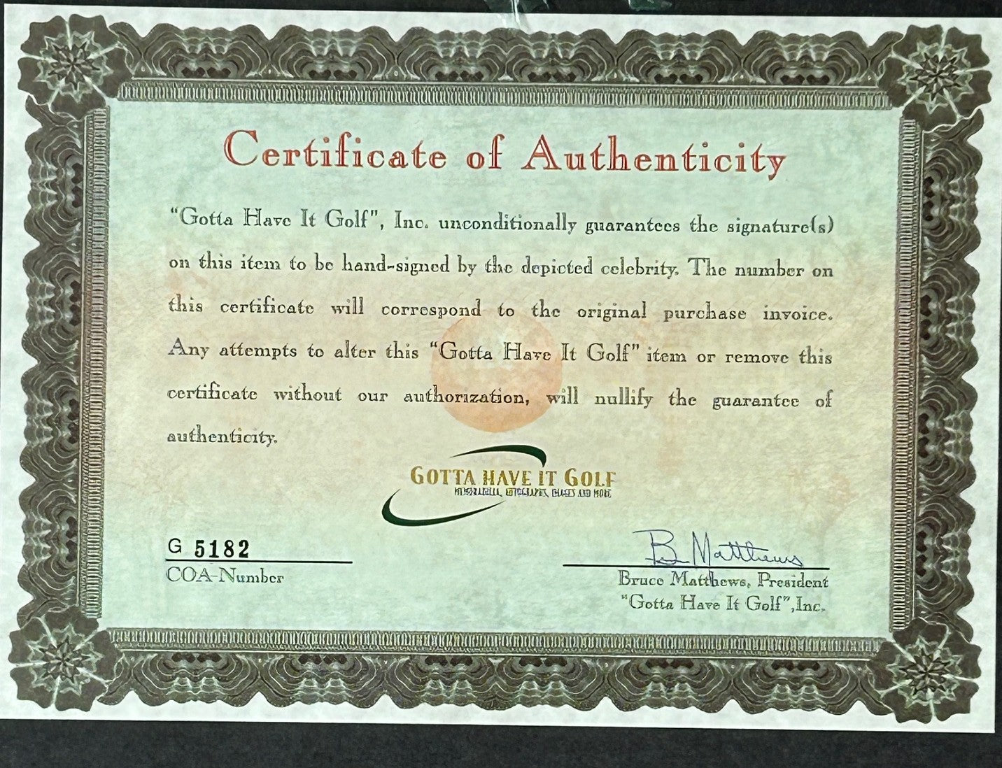 Legends of Golf (Woods, Nicklaus, Palmer) Autographed Panoramic Photo Framed UDA Hologram