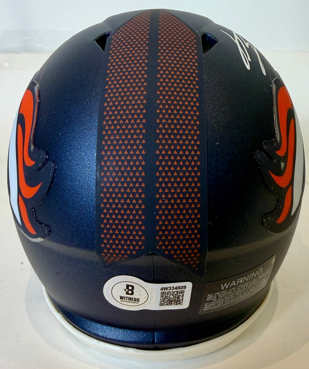 Jahdae Barron Autographed Denver Broncos Navy Mini Helmet Beckett COA - Latitude Sports Marketing